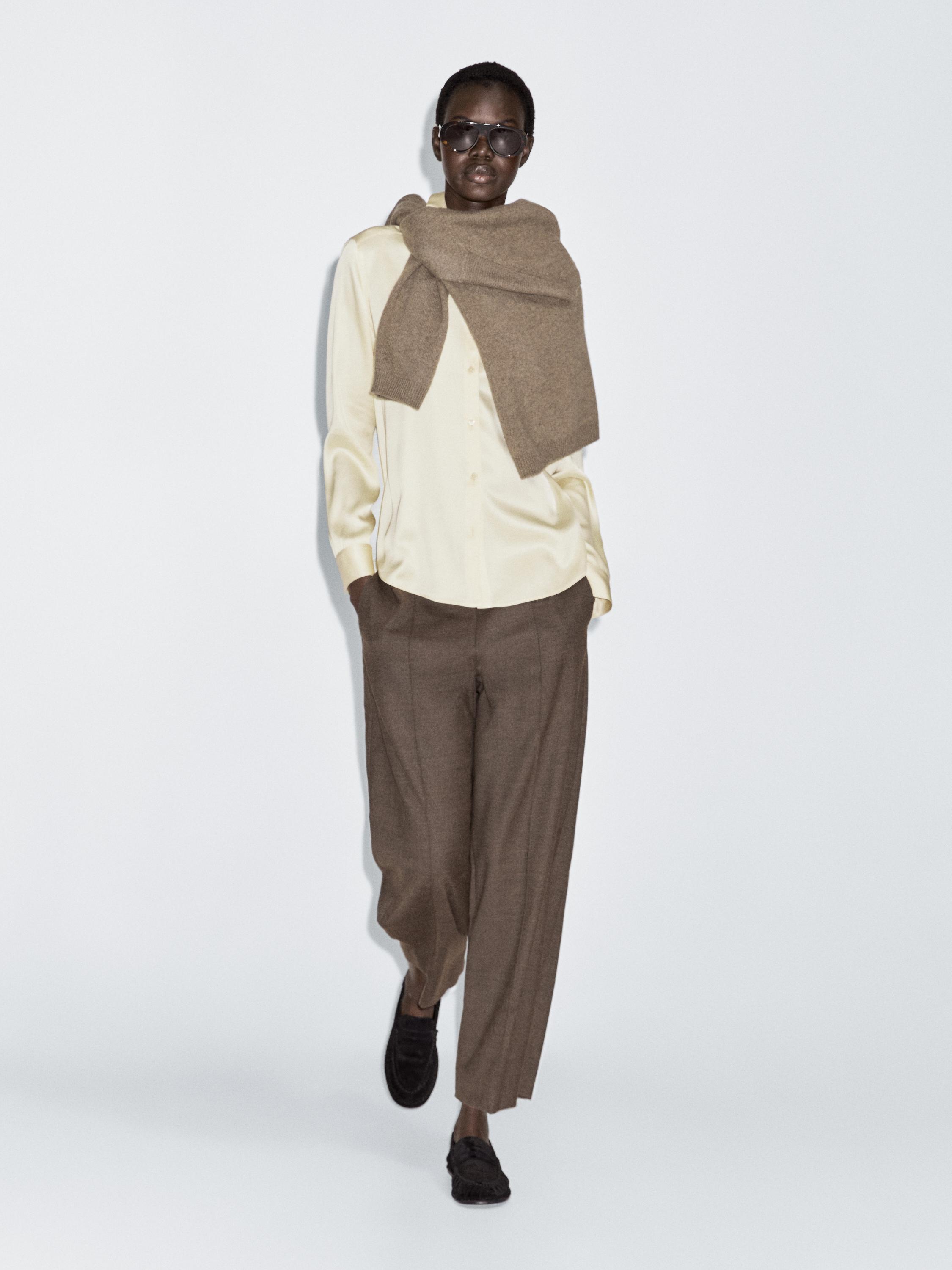 Pantalón con lana barrel fit