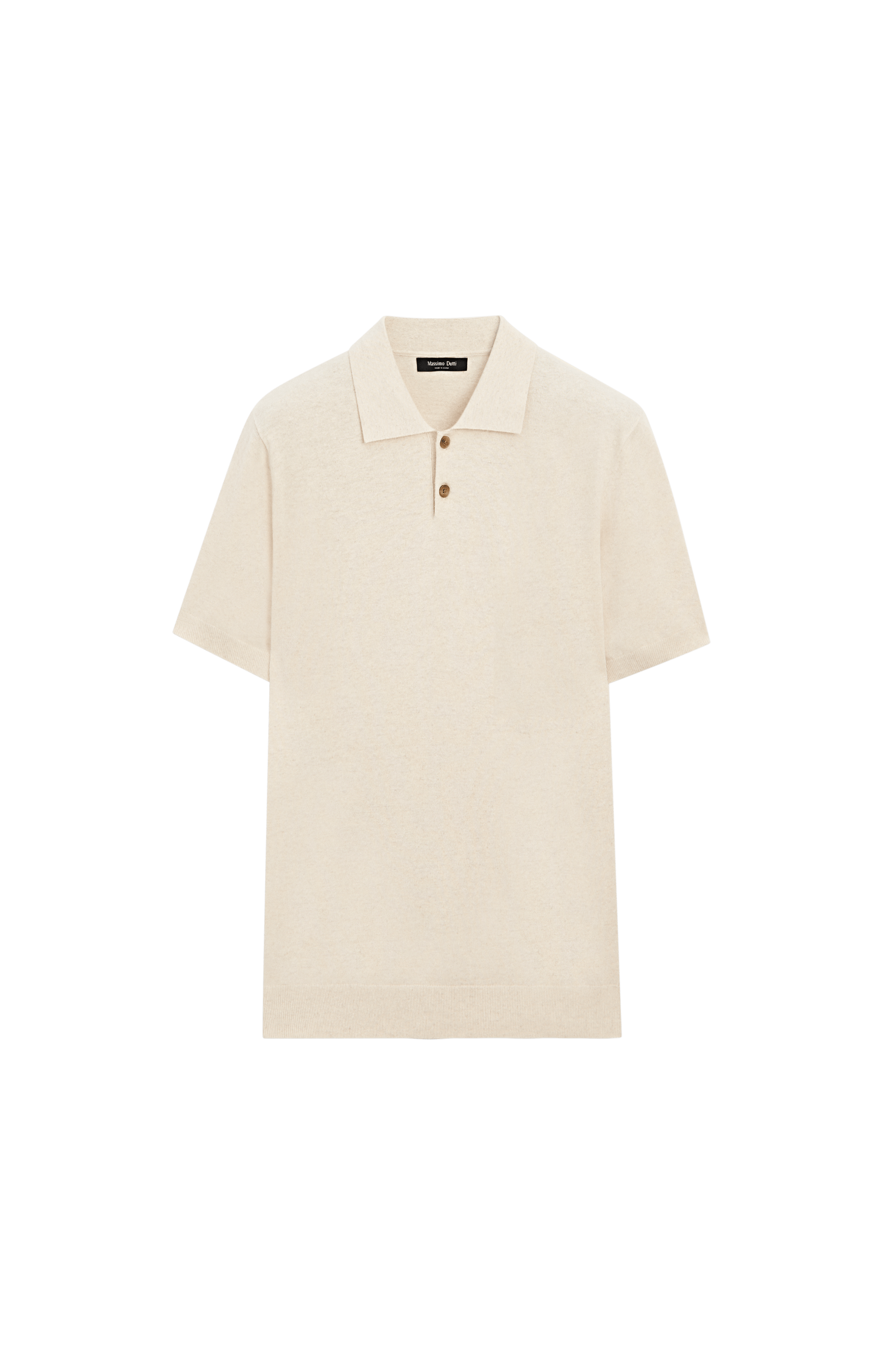Massimo Dutti Pamuk ve keten karışımlı düğmeli polo yaka t-shirt görsel 5