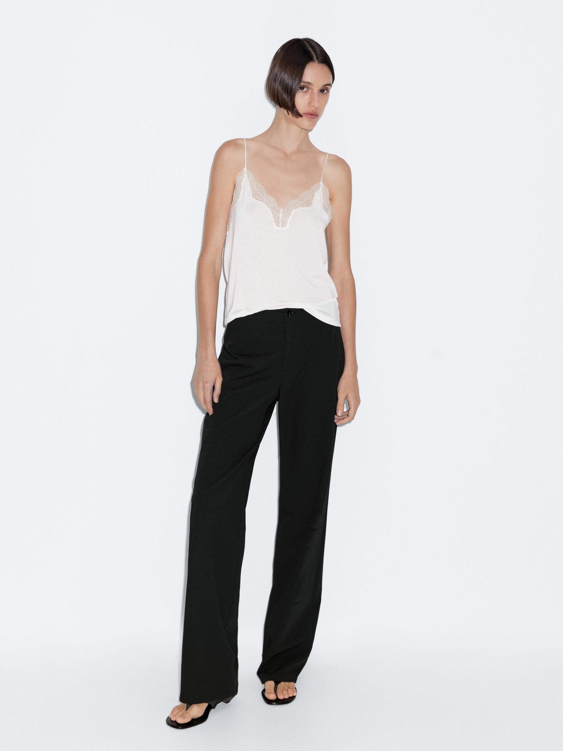 Mid-waist straight-leg trousers