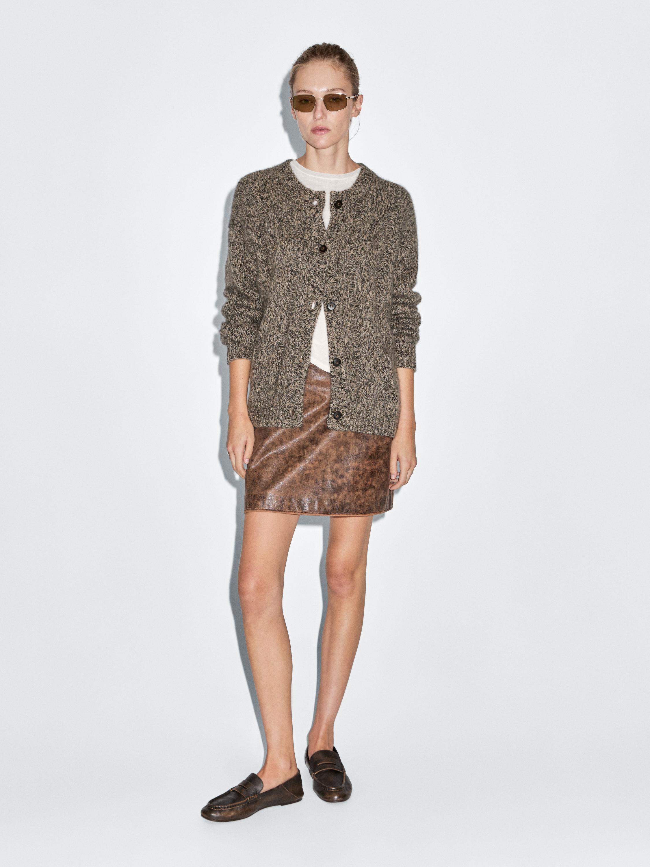 100% cashmere mouliné knit cardigan