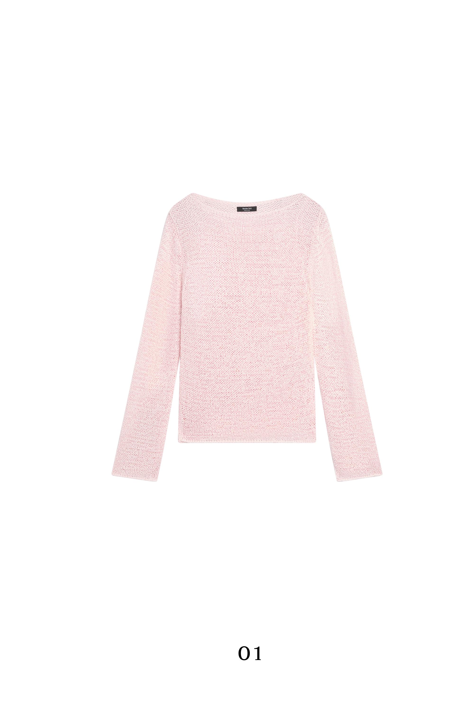 Boat neck knit sweater — PINK