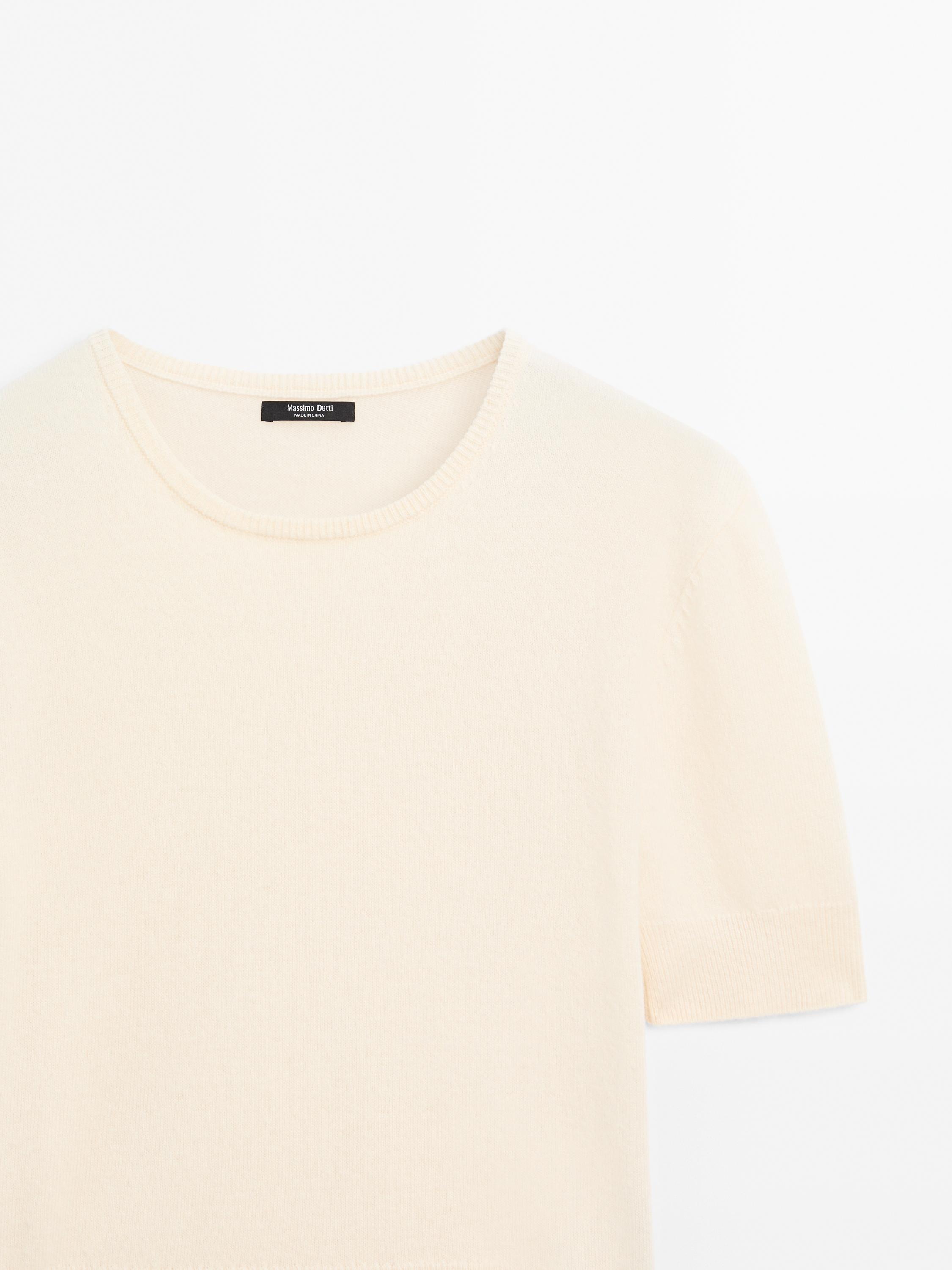 Short sleeve wool blend sweater