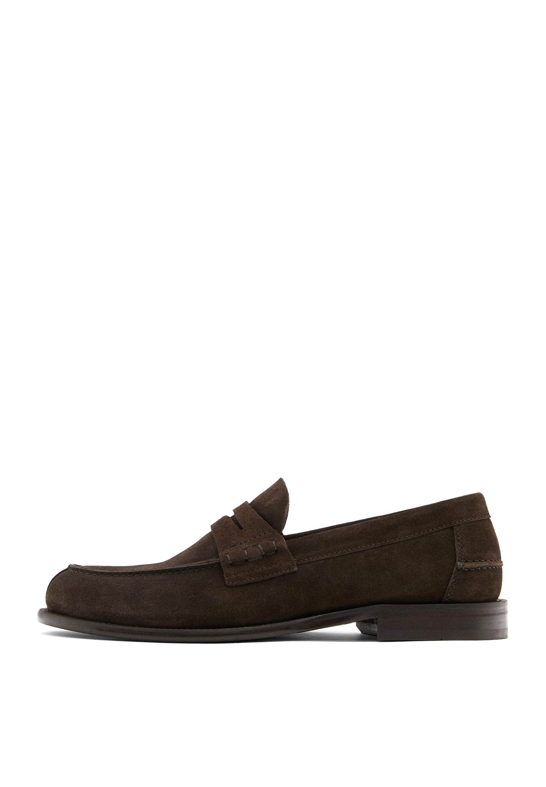 Leather loafers with penny strap — BROWN