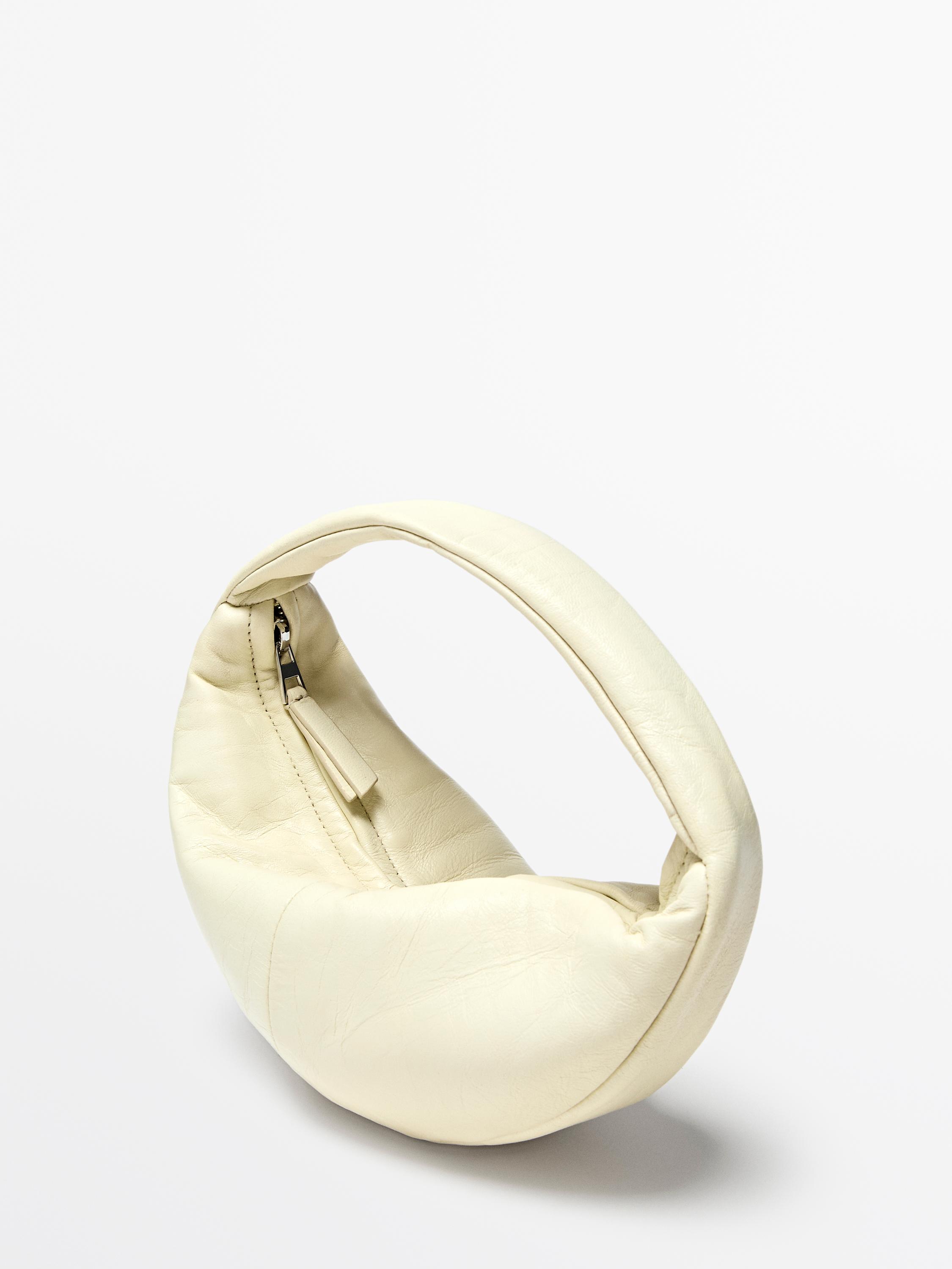 Mini nappa leather half-moon bag — WHITE