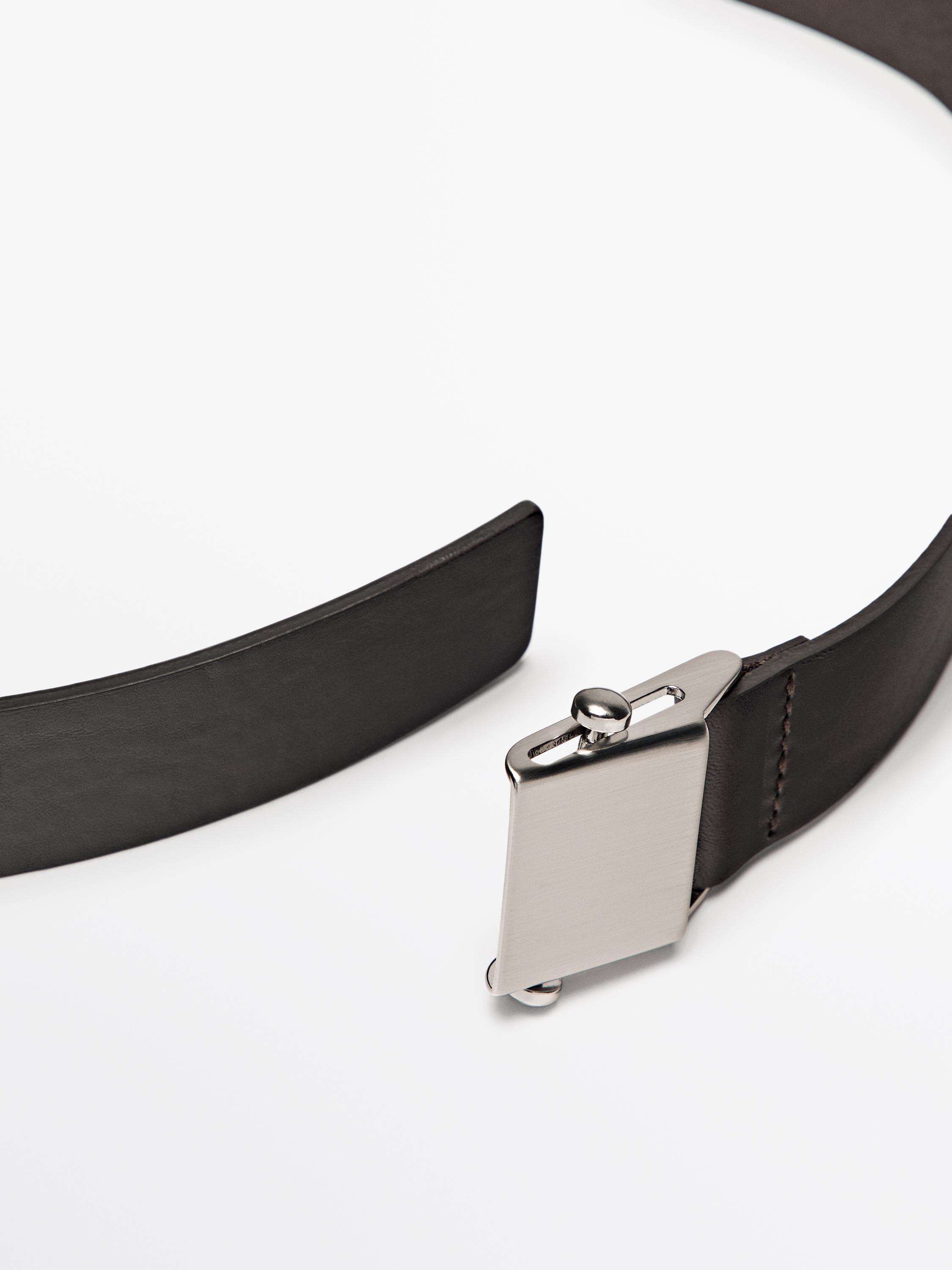 Nappa leather belt with adjustable buckle