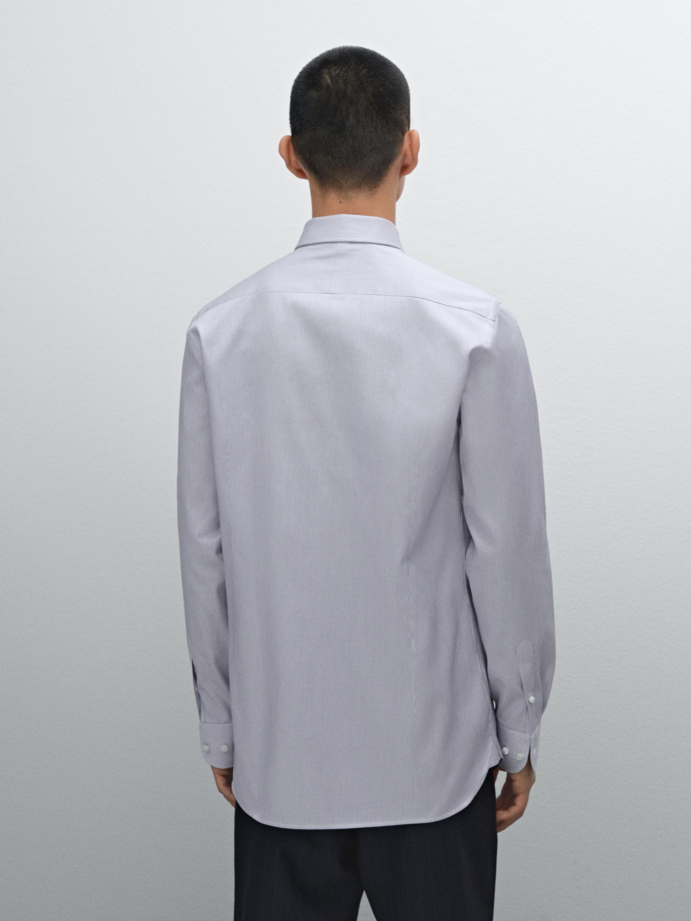 Slim fit striped 100% cotton shirt