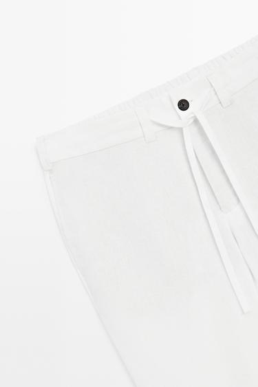 100% linen trousers with elasticated waist — WHITE 7