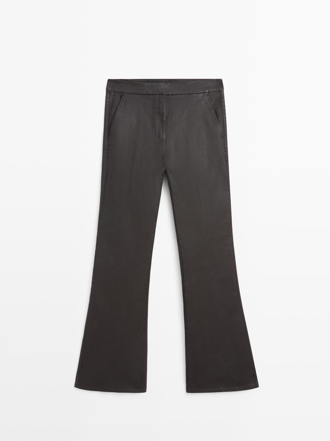Massimo Dutti - Dame - Voksbehandlede Trompetbukser - Brun - 44