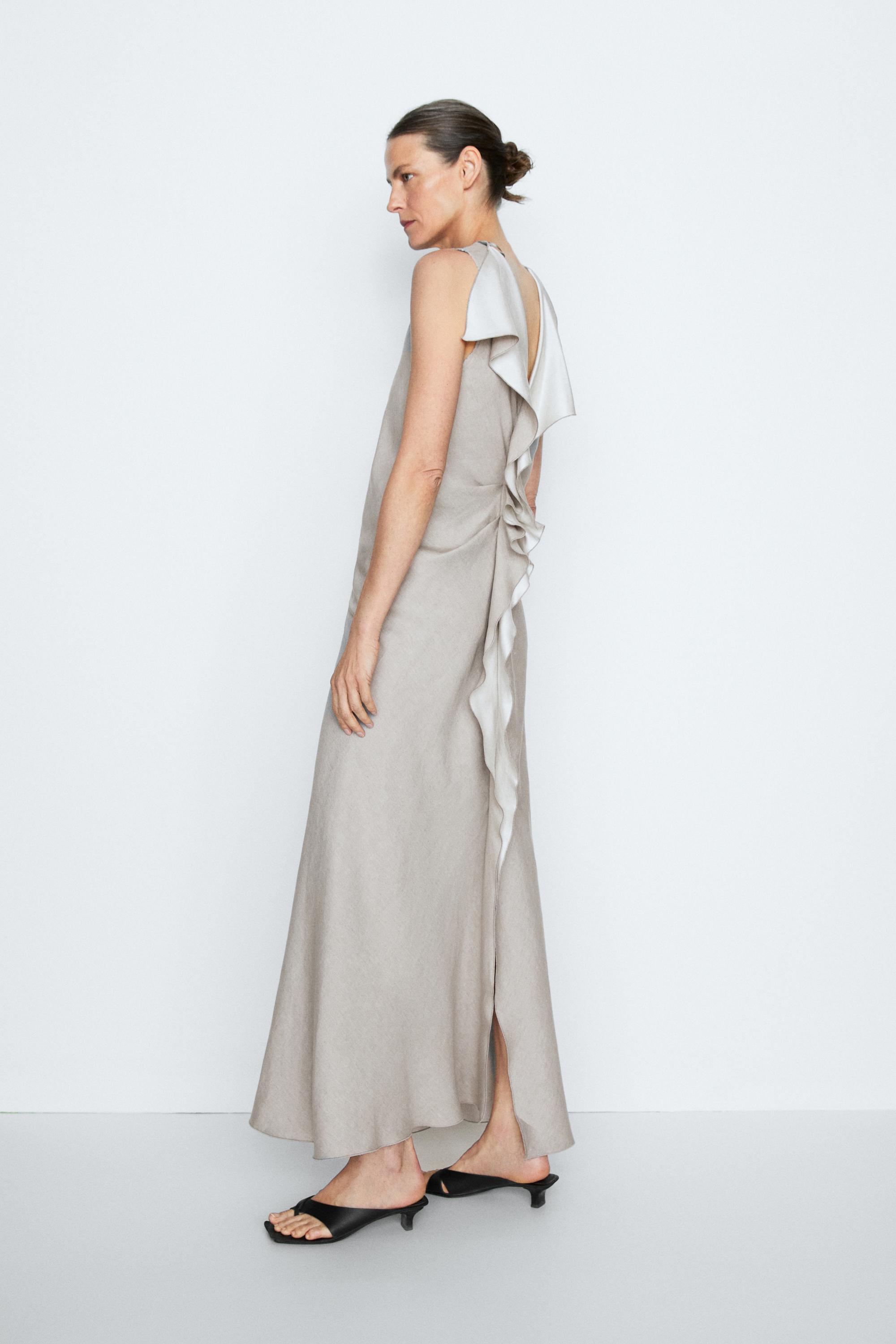 Flowing dress with ruffle detail - STUDIO — STONE
