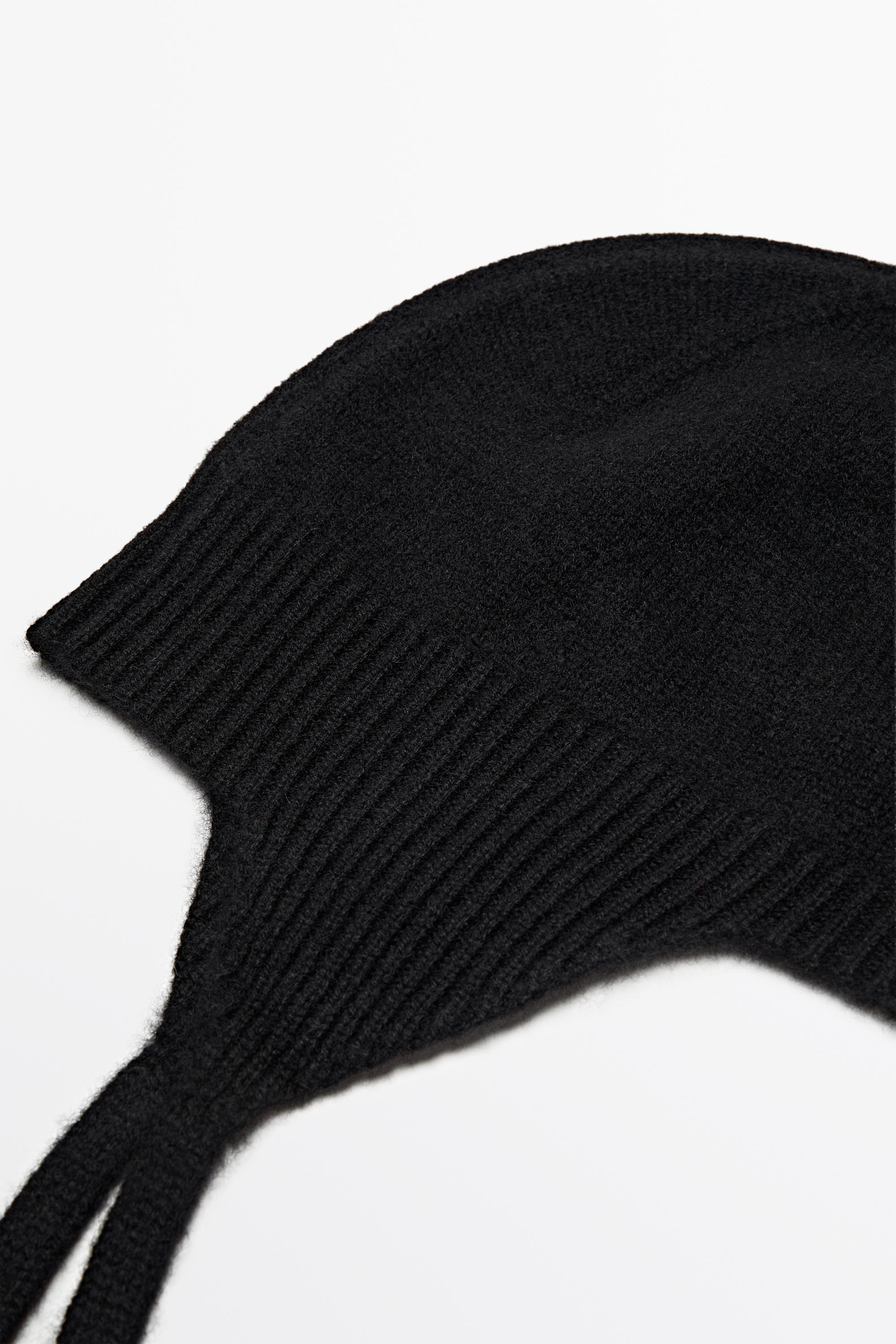 100% cashmere tie-detail beanie — BLACK