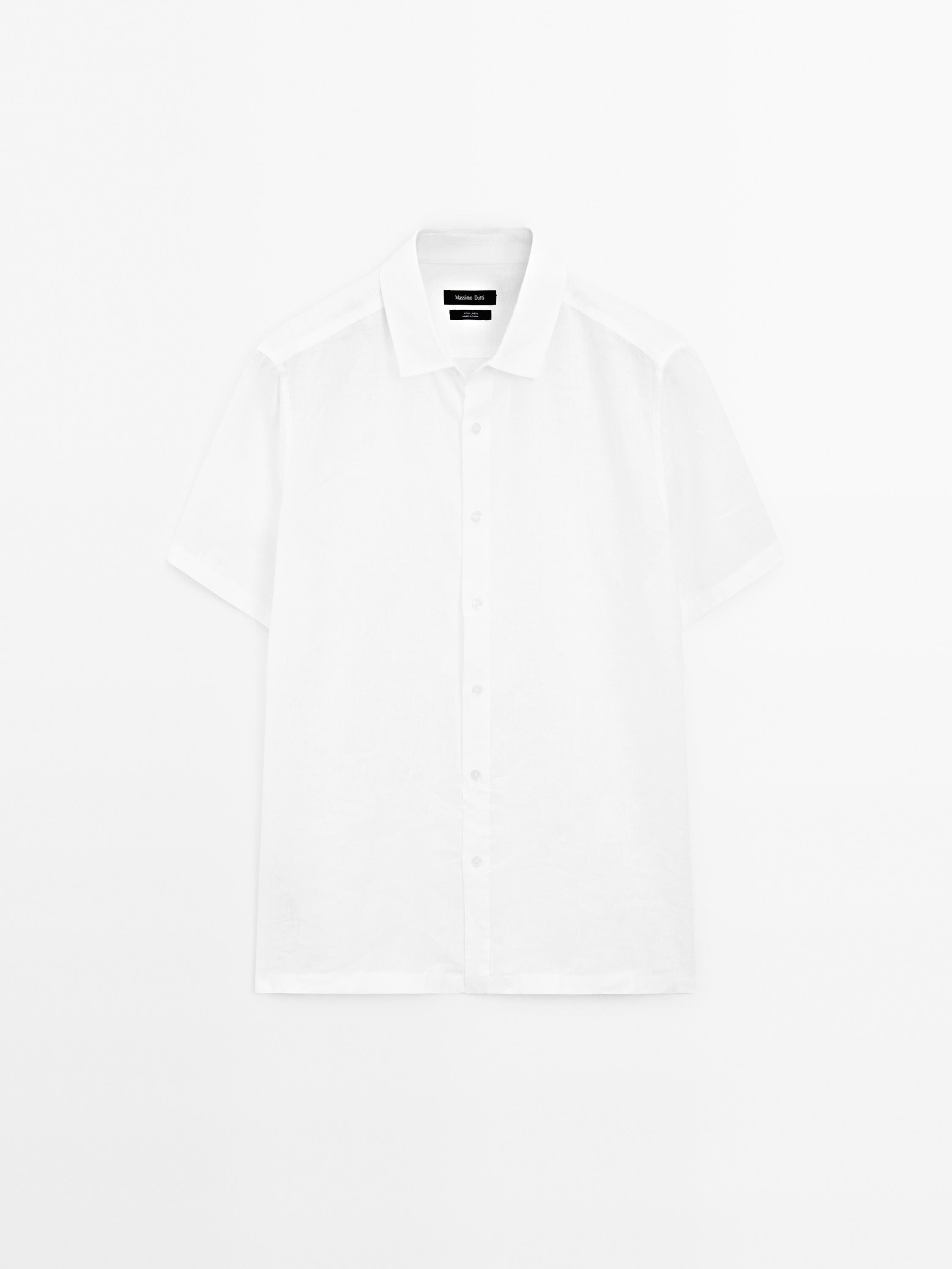 Short sleeve regular fit linen shirt