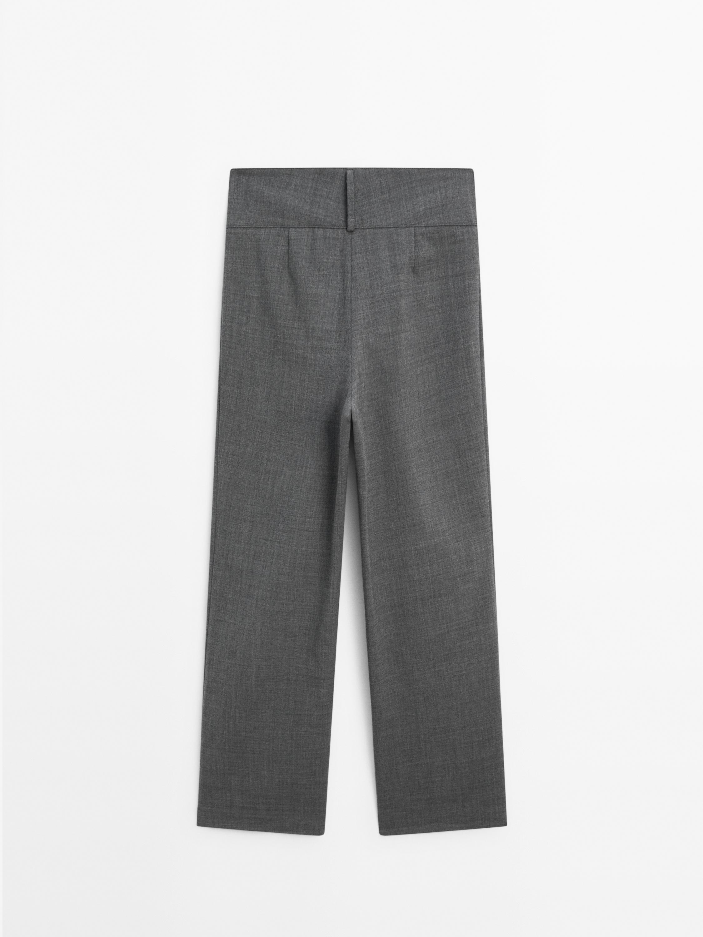 Straight trousers with wide waistband