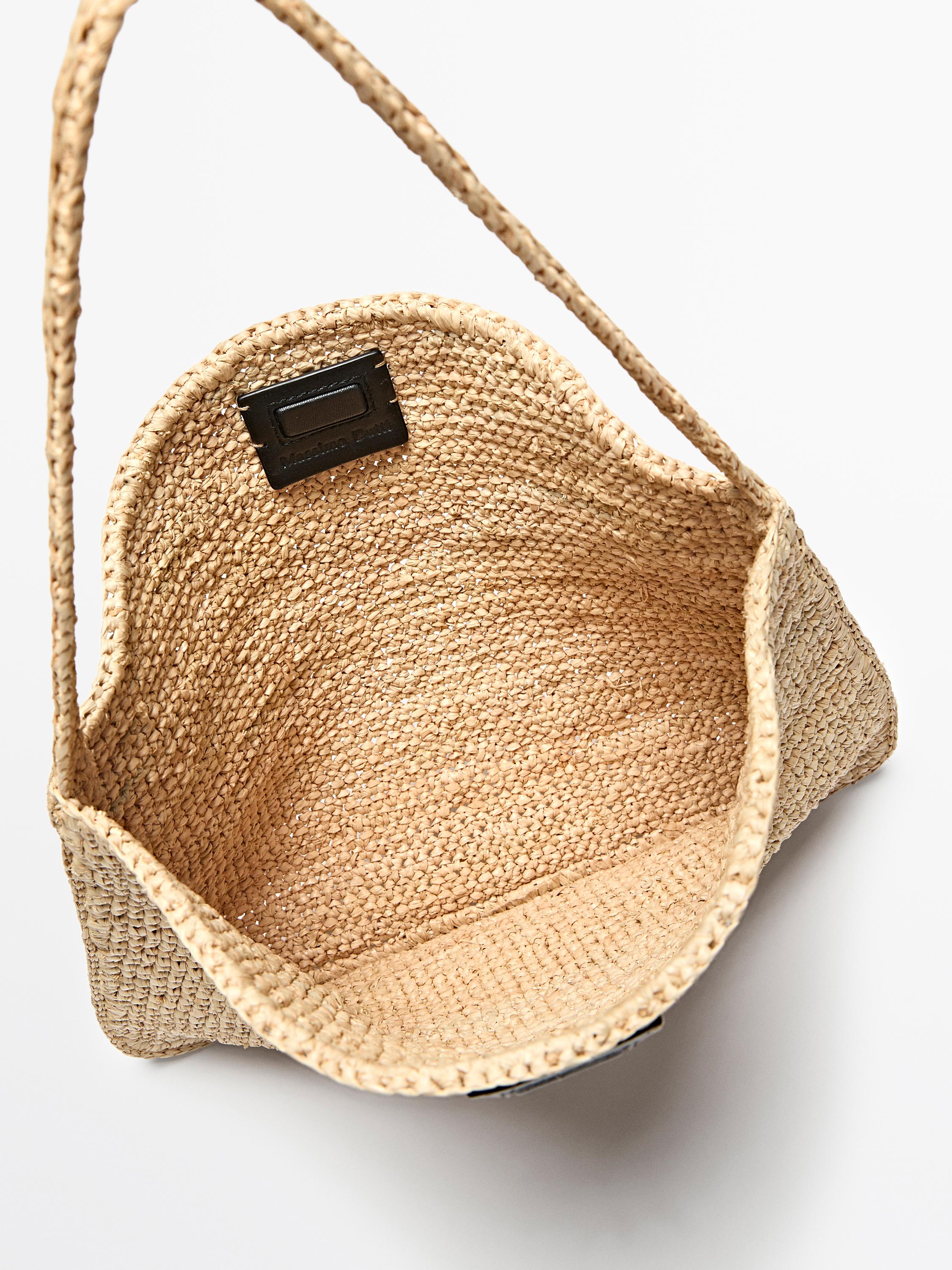 Small raffia shoulder bag — BEIGE