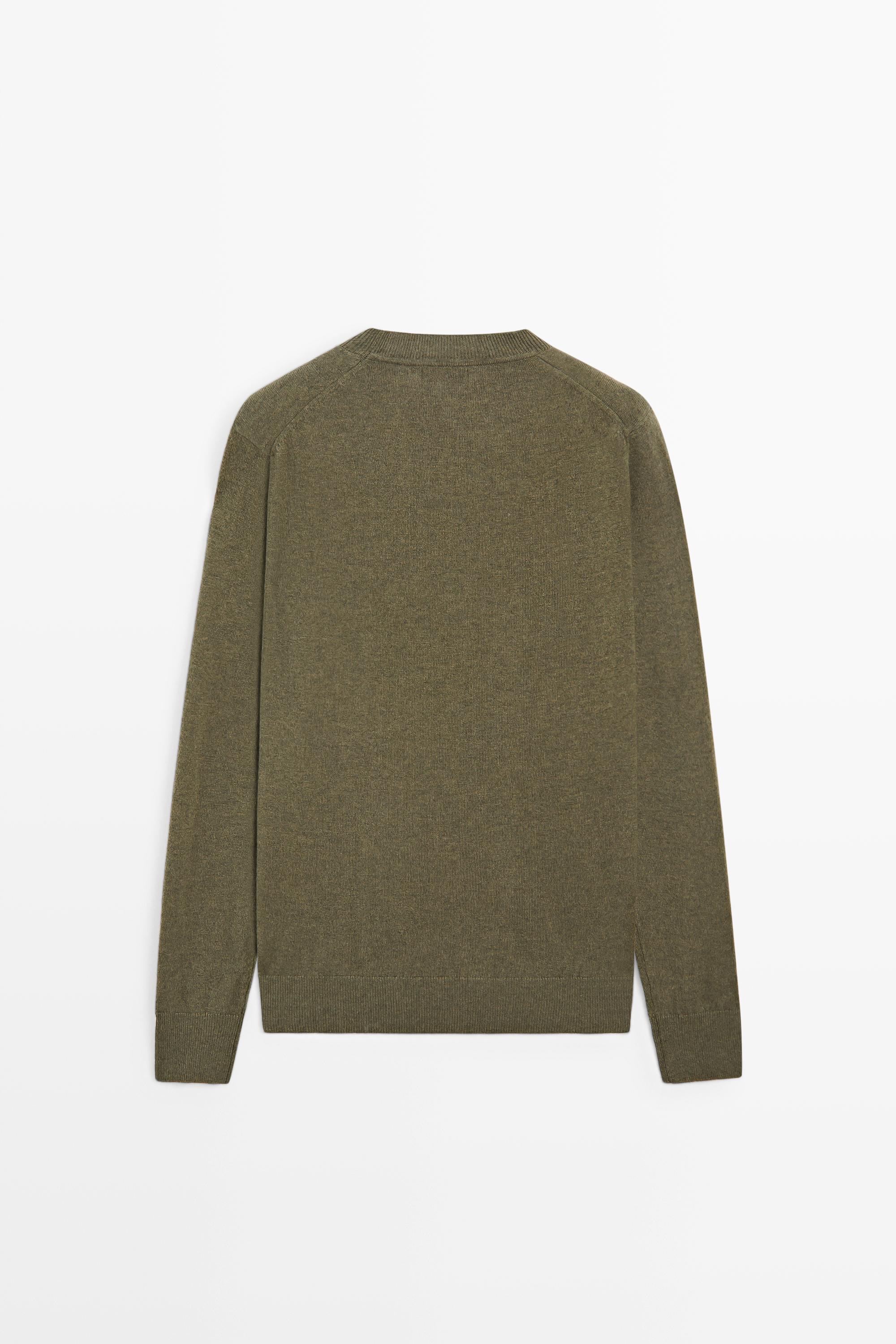 Wool blend round neck knit sweater — Sea green