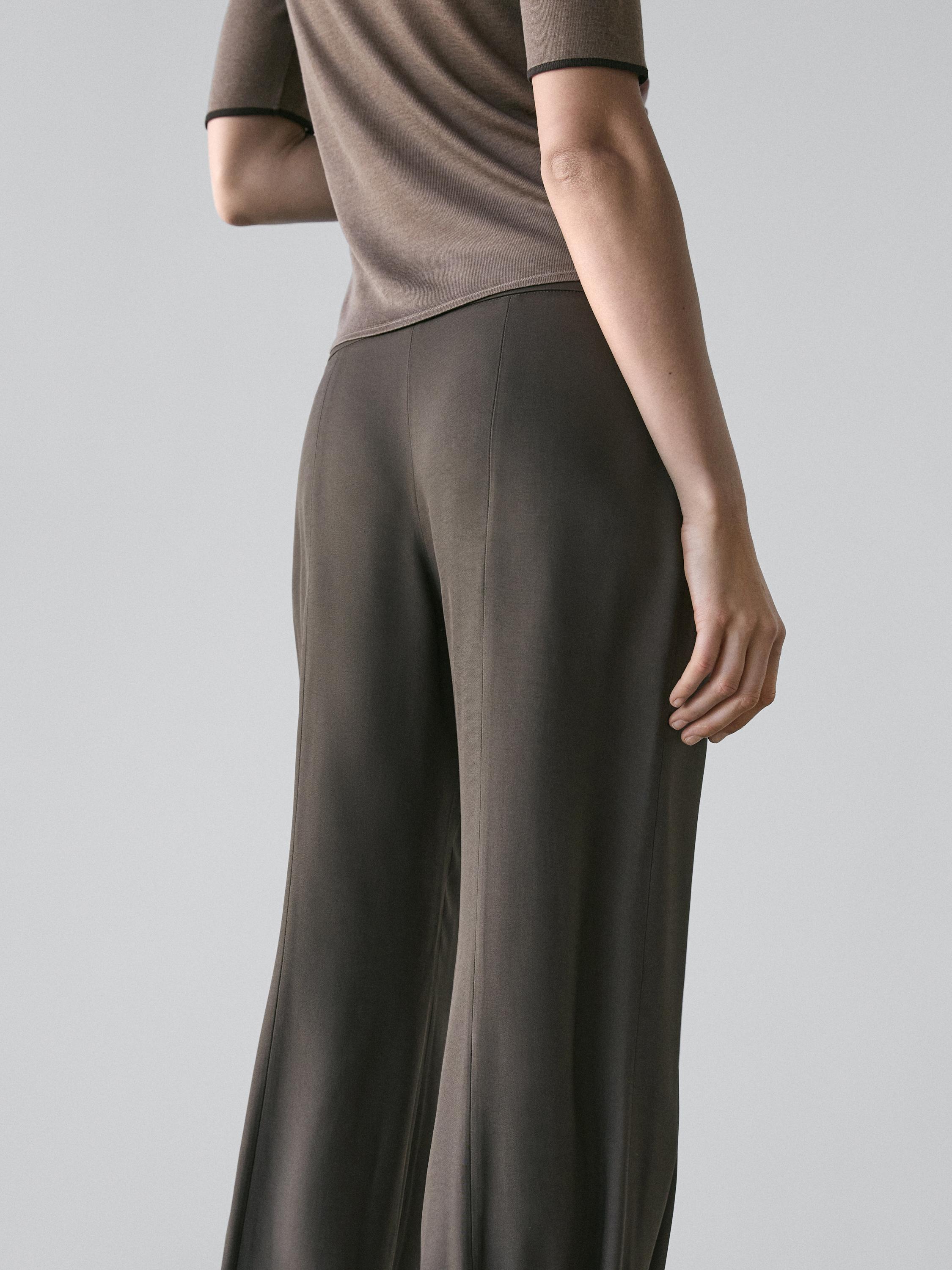 Flowing sarouel trousers — Greyish green