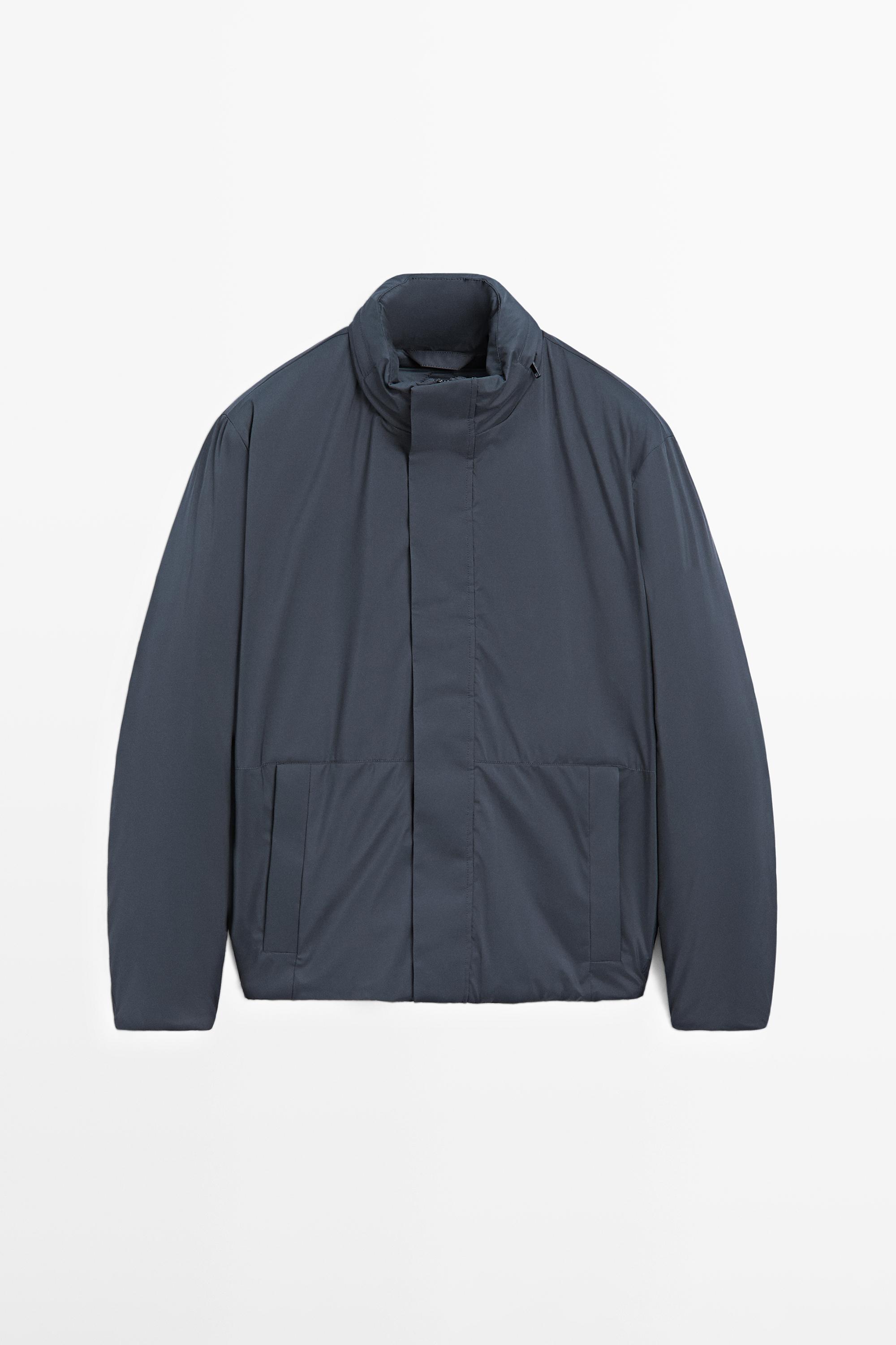 Short water-repellent puffer jacket — DARK NAVY