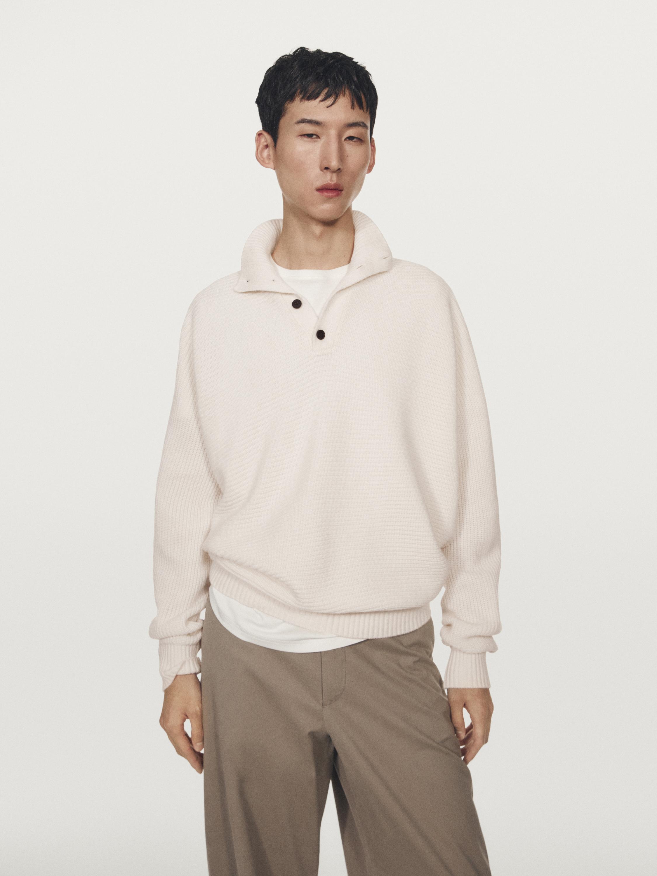 울 블렌드 니트 폴로 스웨터