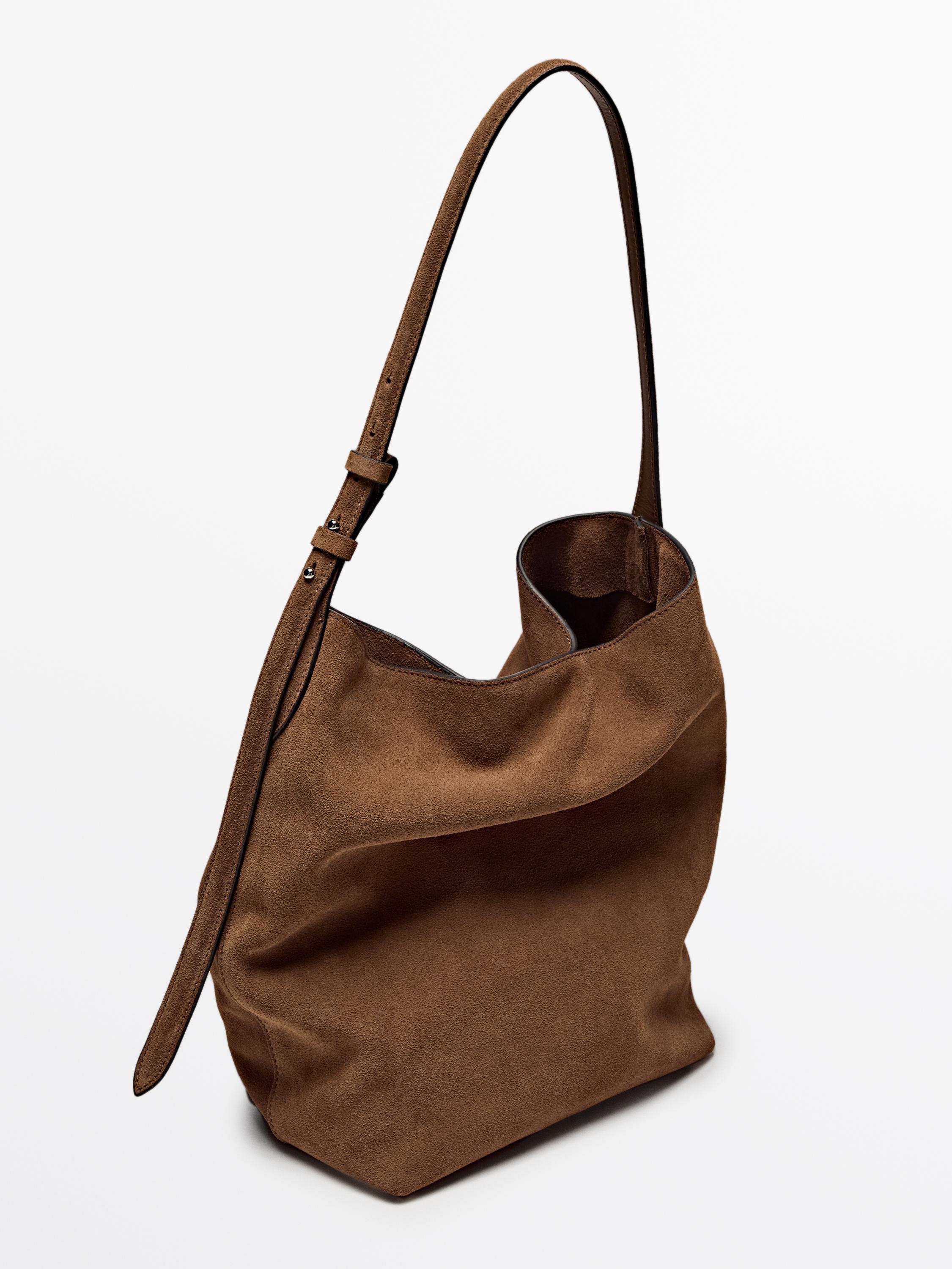Bolso bucket piel serraje