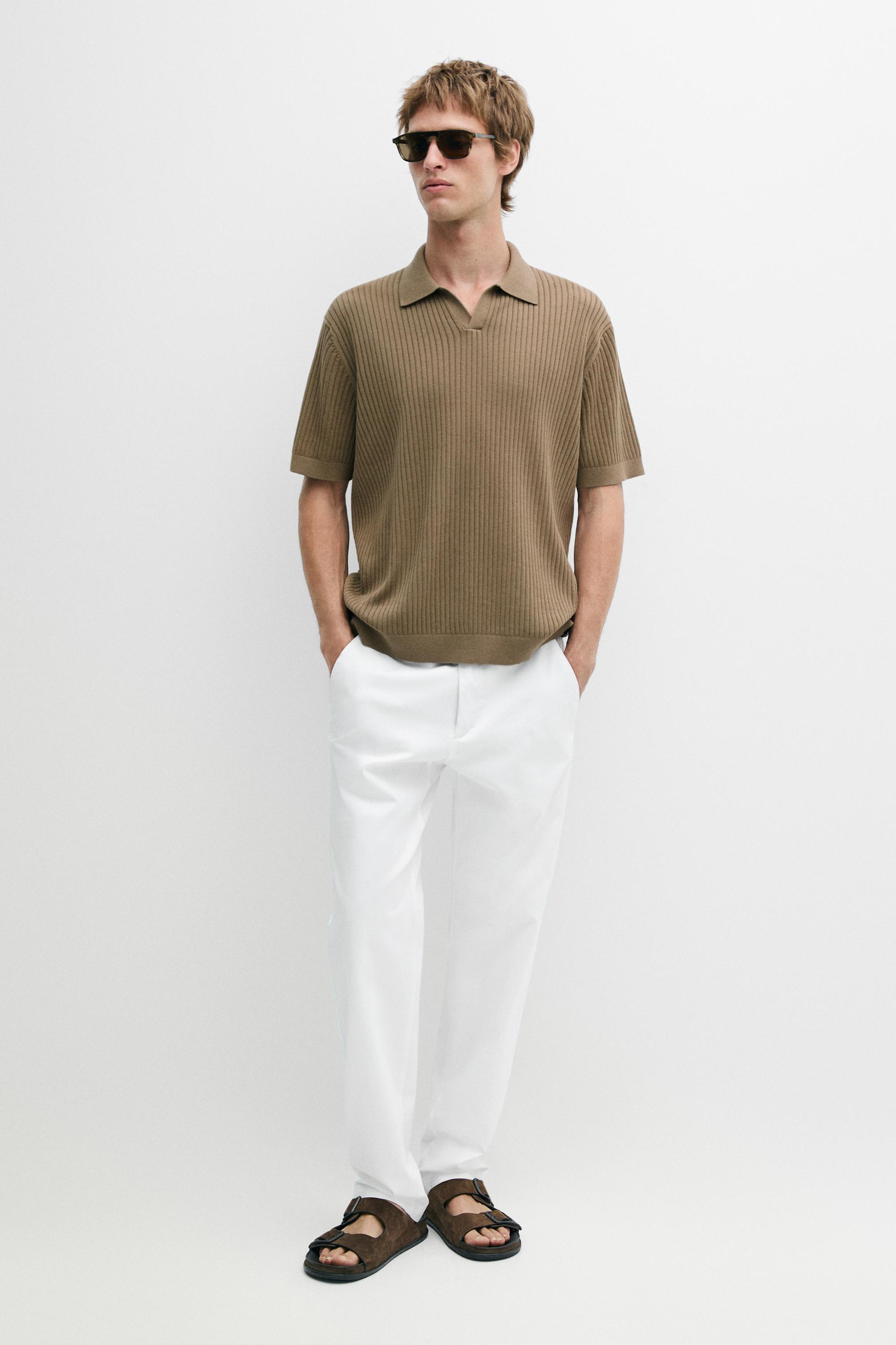 100% cotton ribbed knit polo sweater