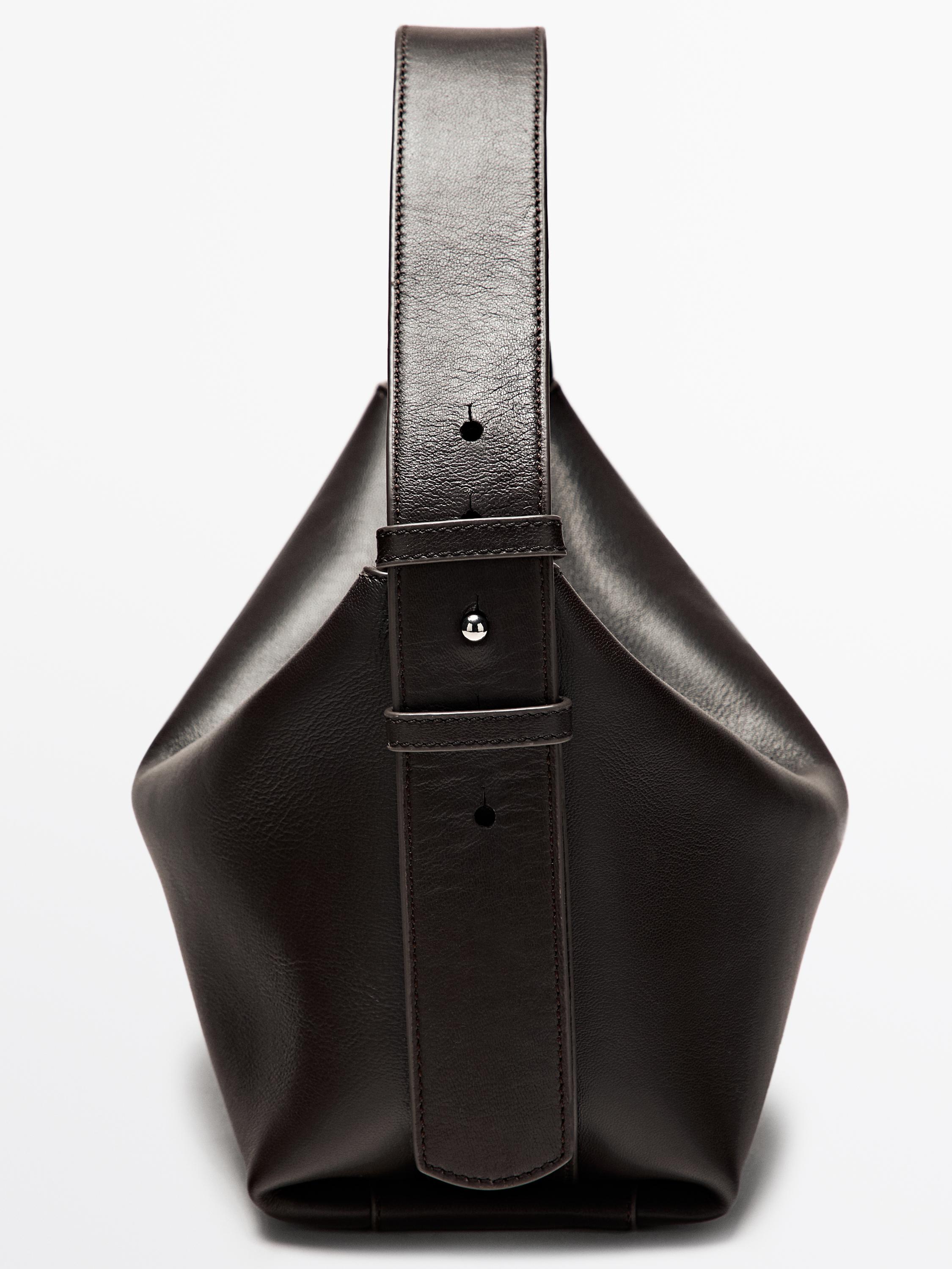 Small nappa leather shoulder bag — BROWN