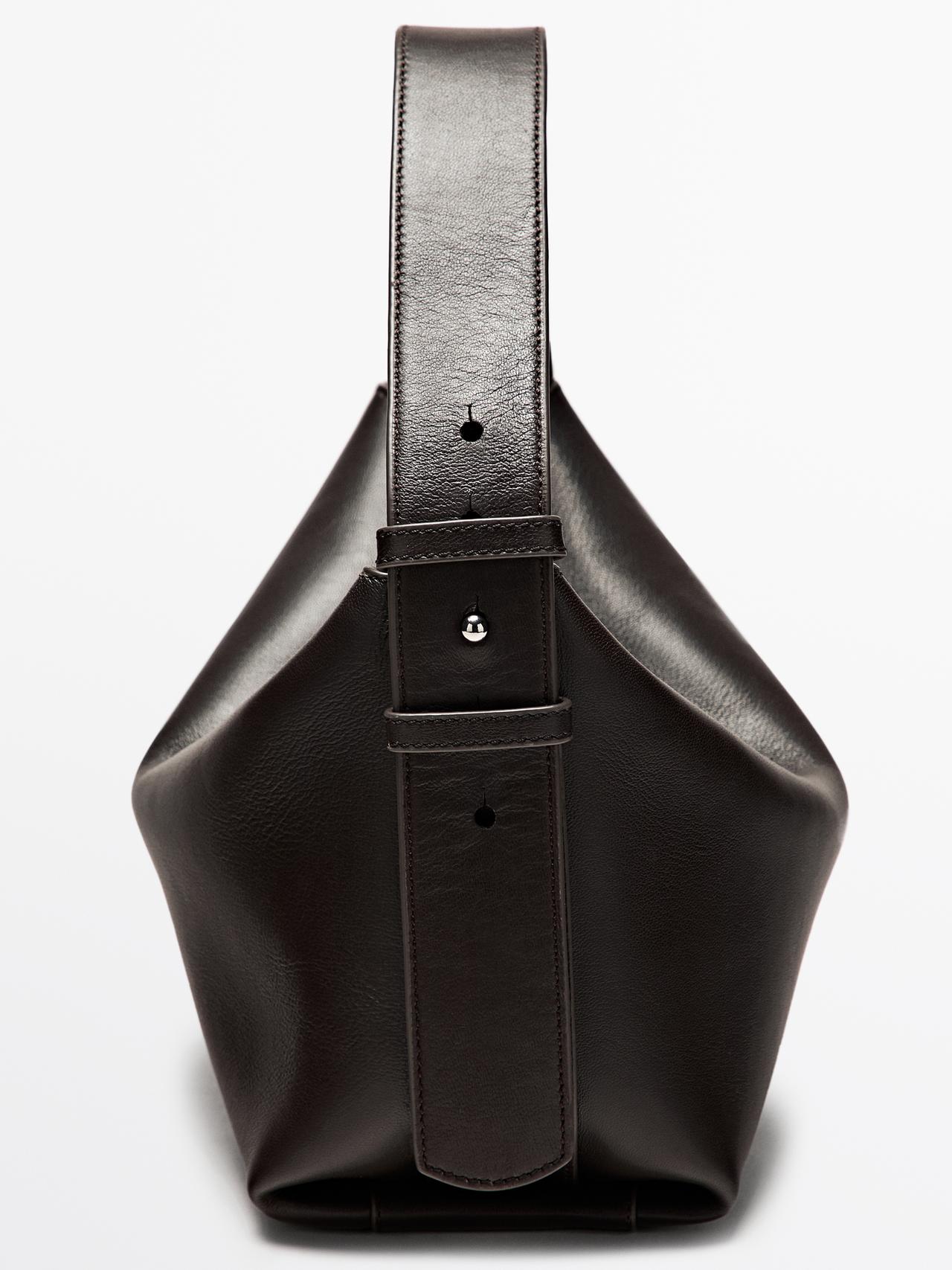 Small nappa leather shoulder bag — BROWN