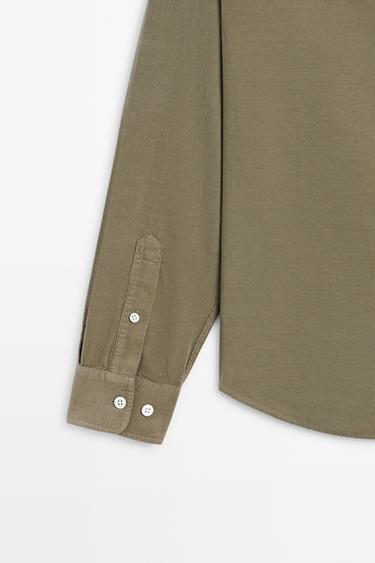 Regular fit needlecord shirt — GREEN 7
