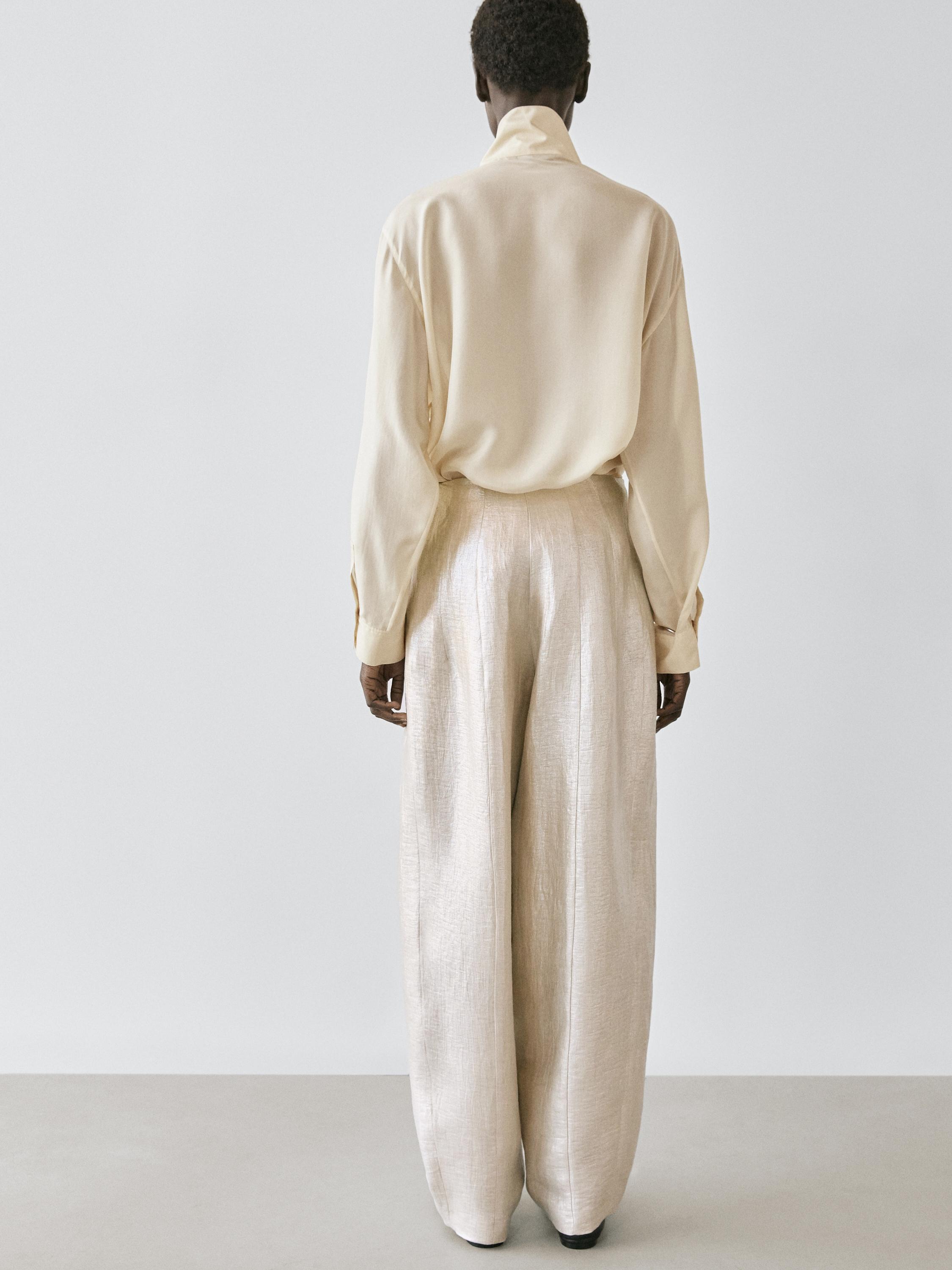 Flowing metallic linen trousers