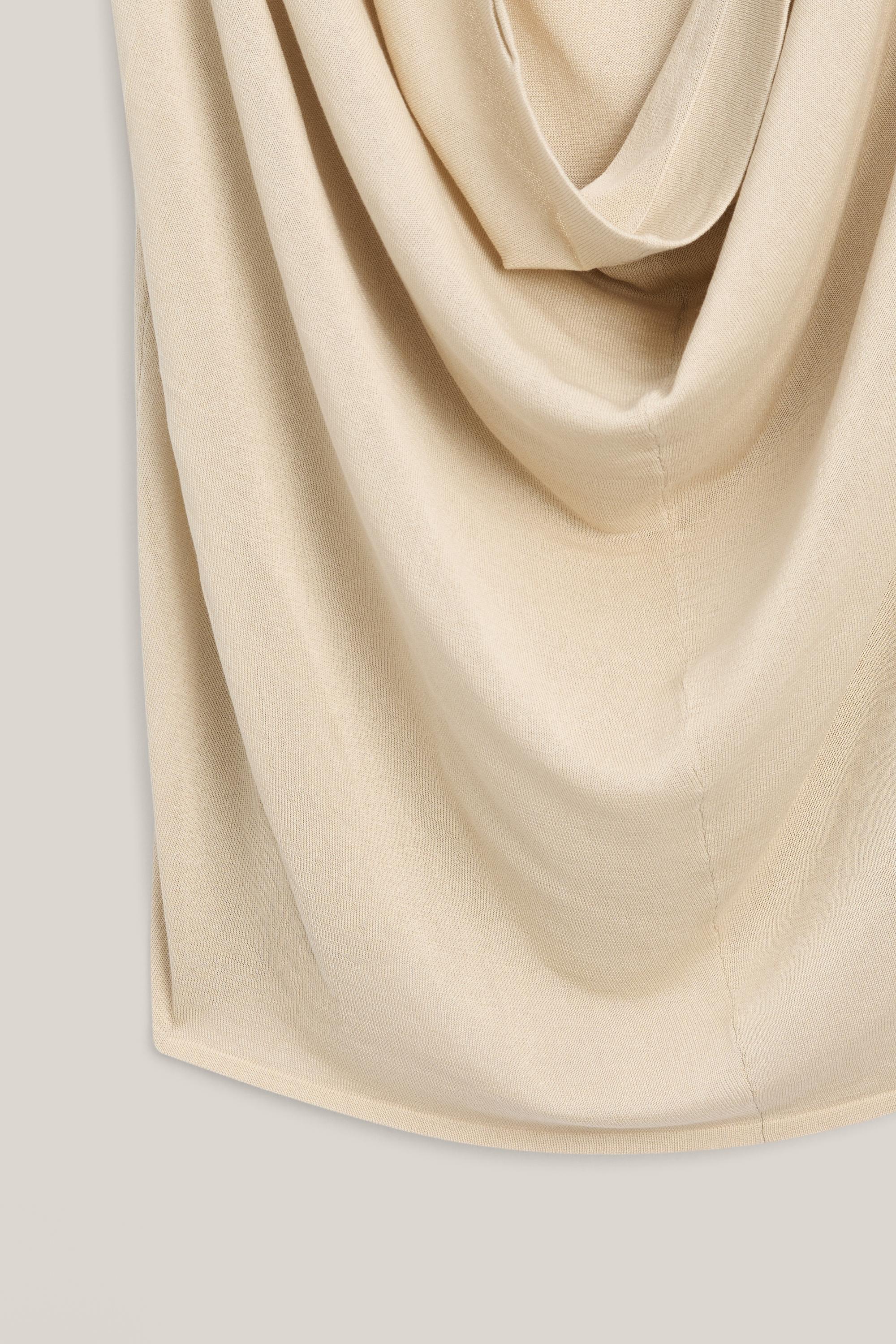 Silk blend top with cowl neckline - LIMITED EDITION — SAND