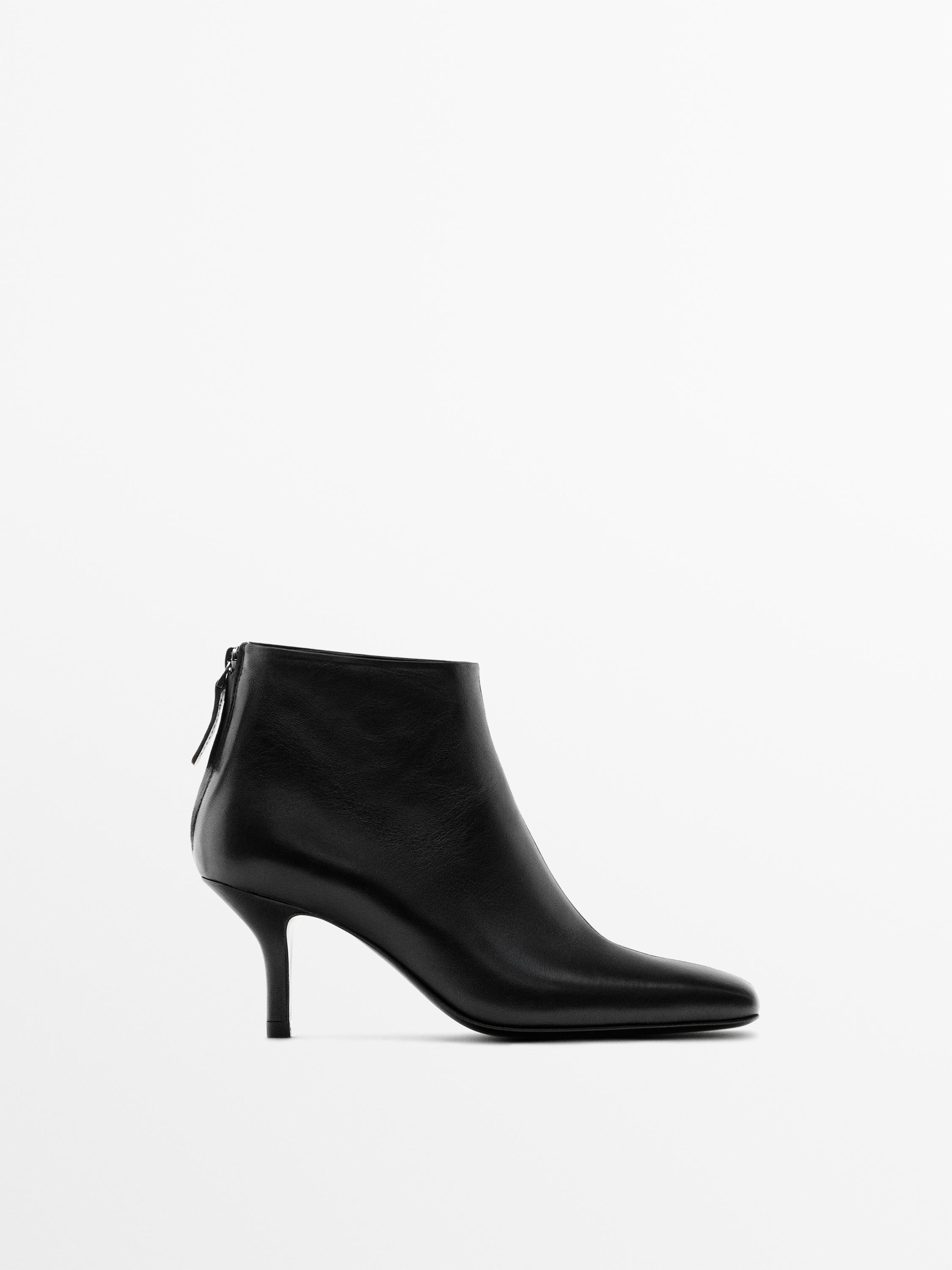 Leather heeled ankle boots - Made in Italy — BLACK