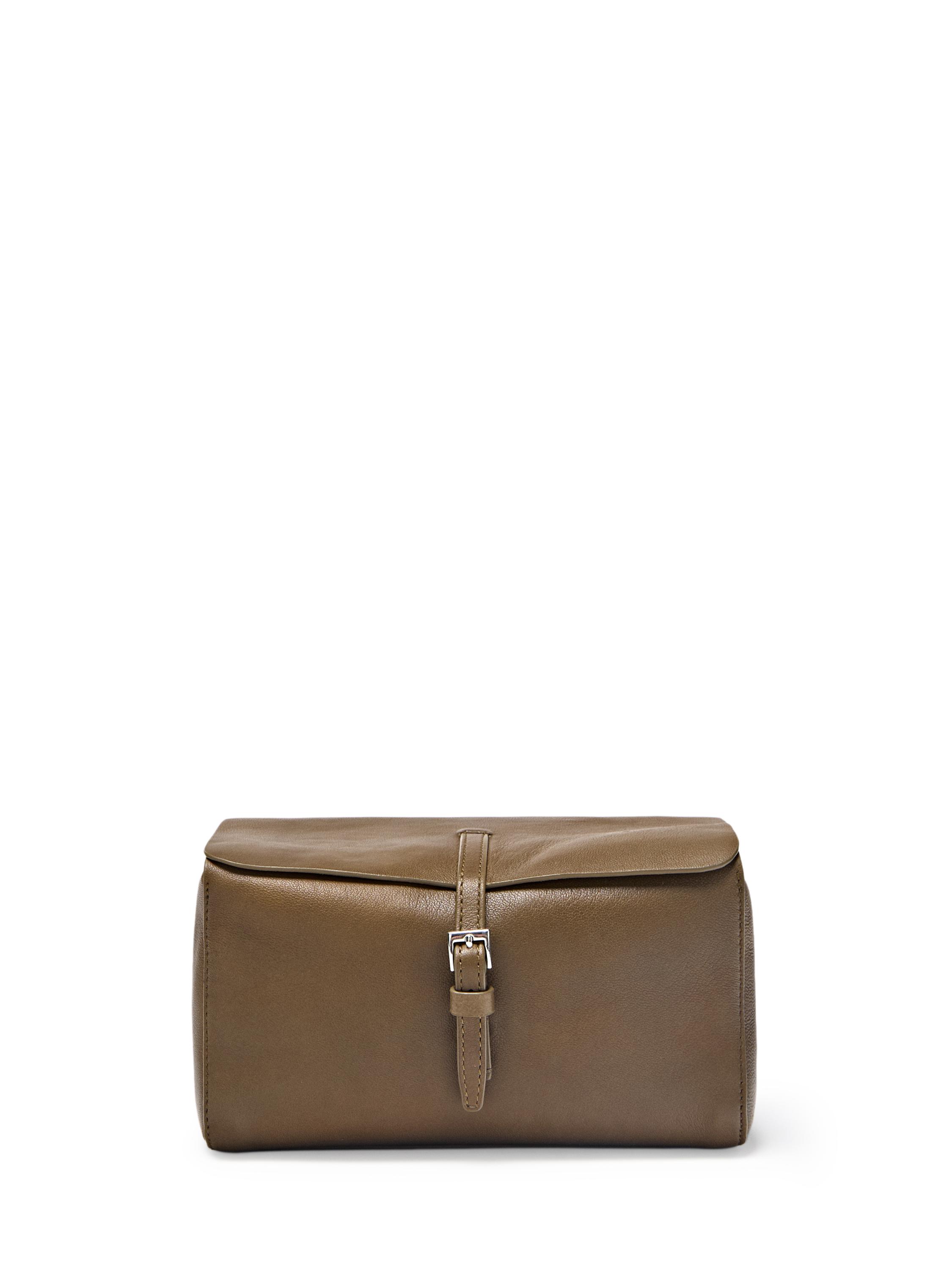 Nappa leather travel toiletry bag — MOLE BROWN