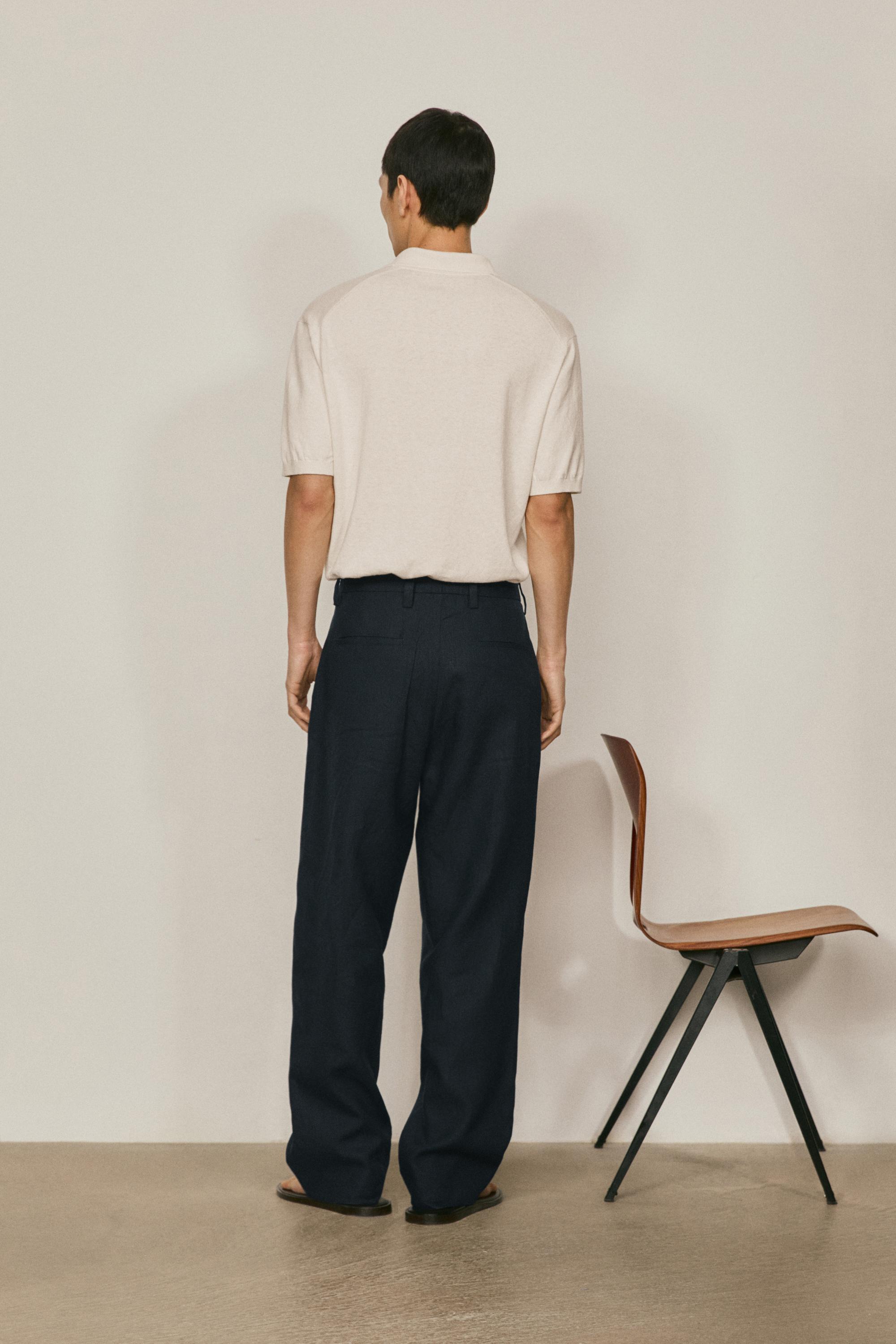 Total look darted linen trousers - LIMITED EDITION — NAVY BLUE