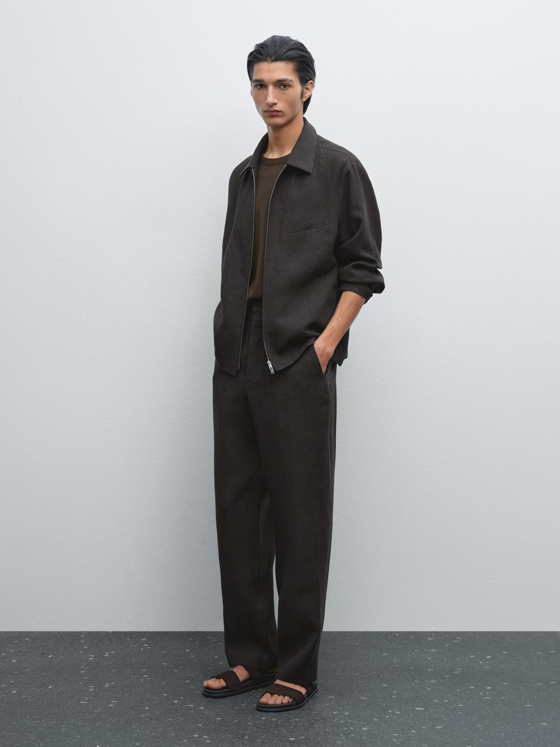 Blouson pied-de-poule 100 % lin