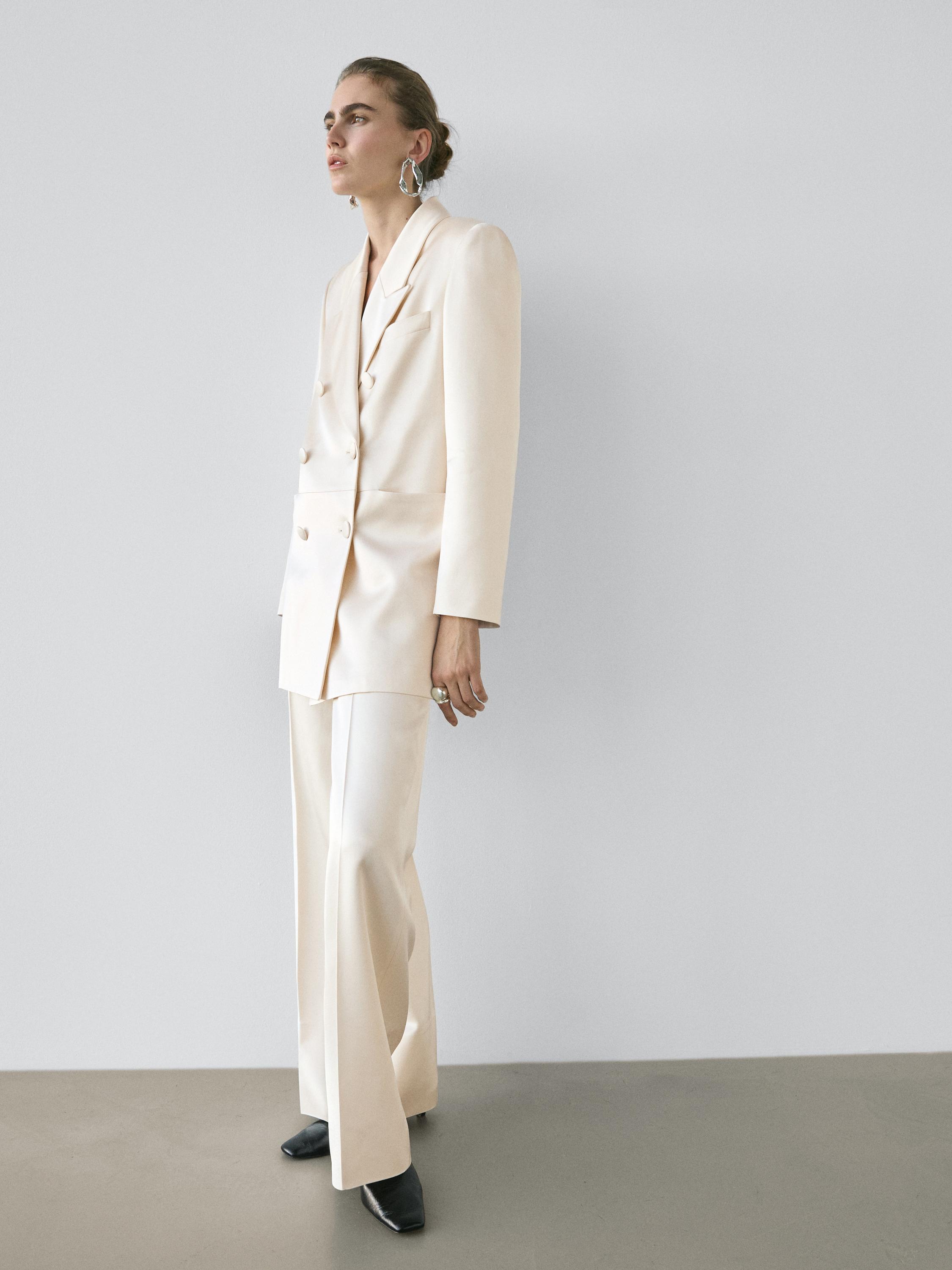 Satin wide-leg trousers - STUDIO — Beige