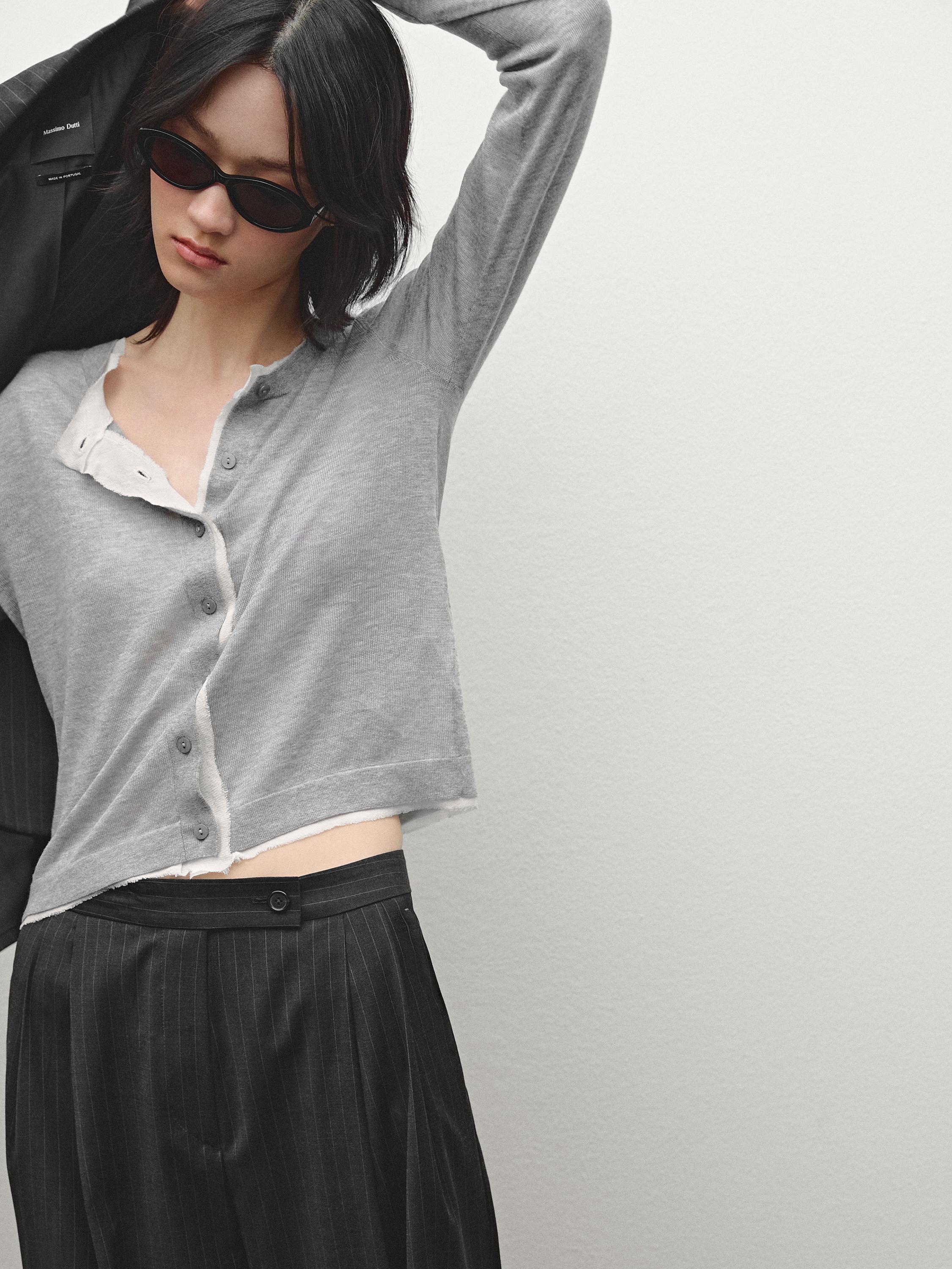 Lightweight cardigan with distressed detail