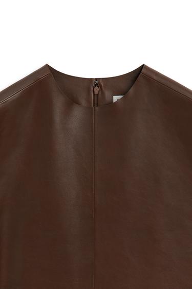 Round neck nappa leather top - LIMITED EDITION — Caramel 9