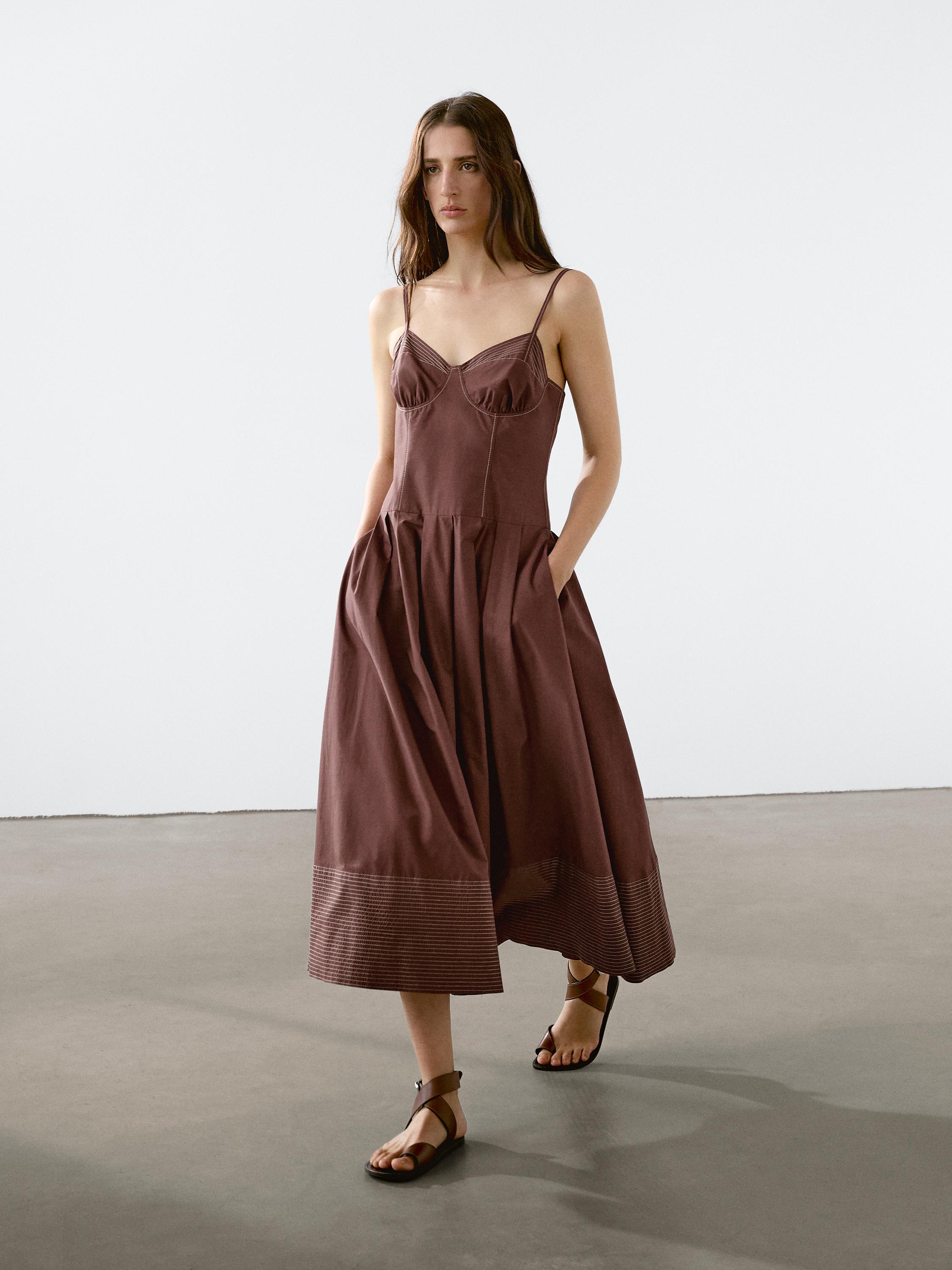 Bodice dress with contrast seams