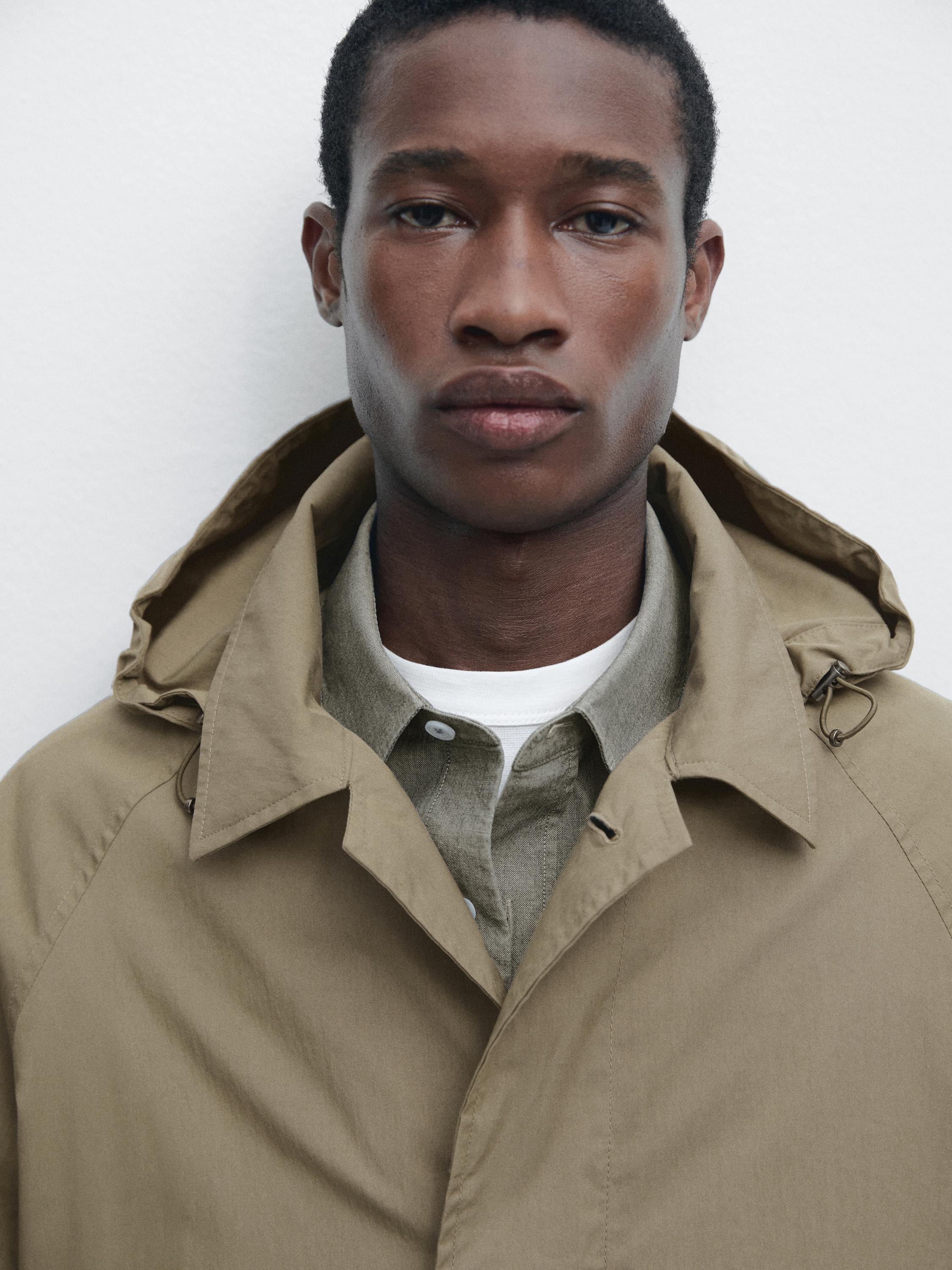 Cotton blend parka with pockets — BEIGE