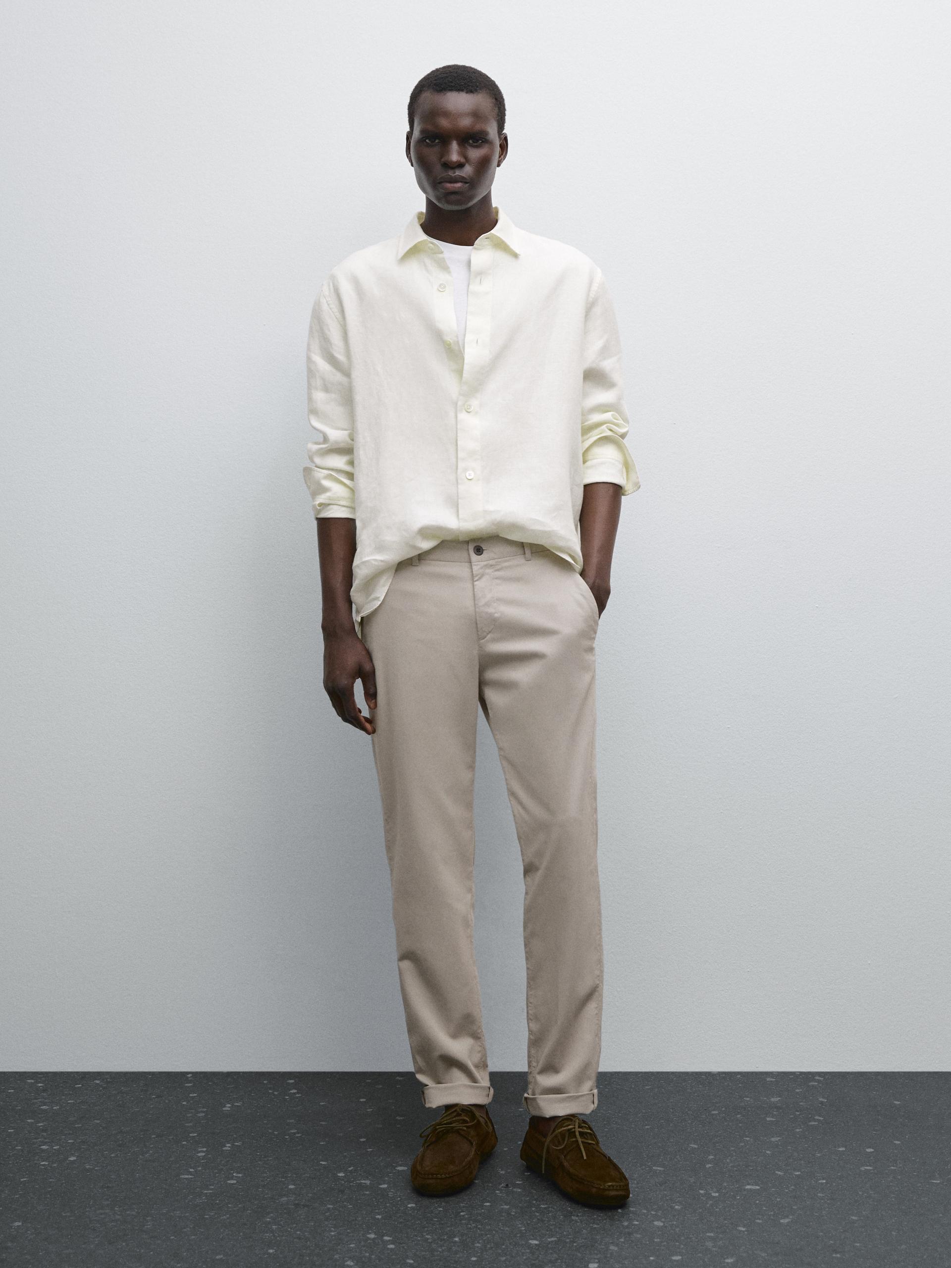 Spodnie O Kroju Slim - Popielaty - 42 - Massimo Dutti - Mężczyzna