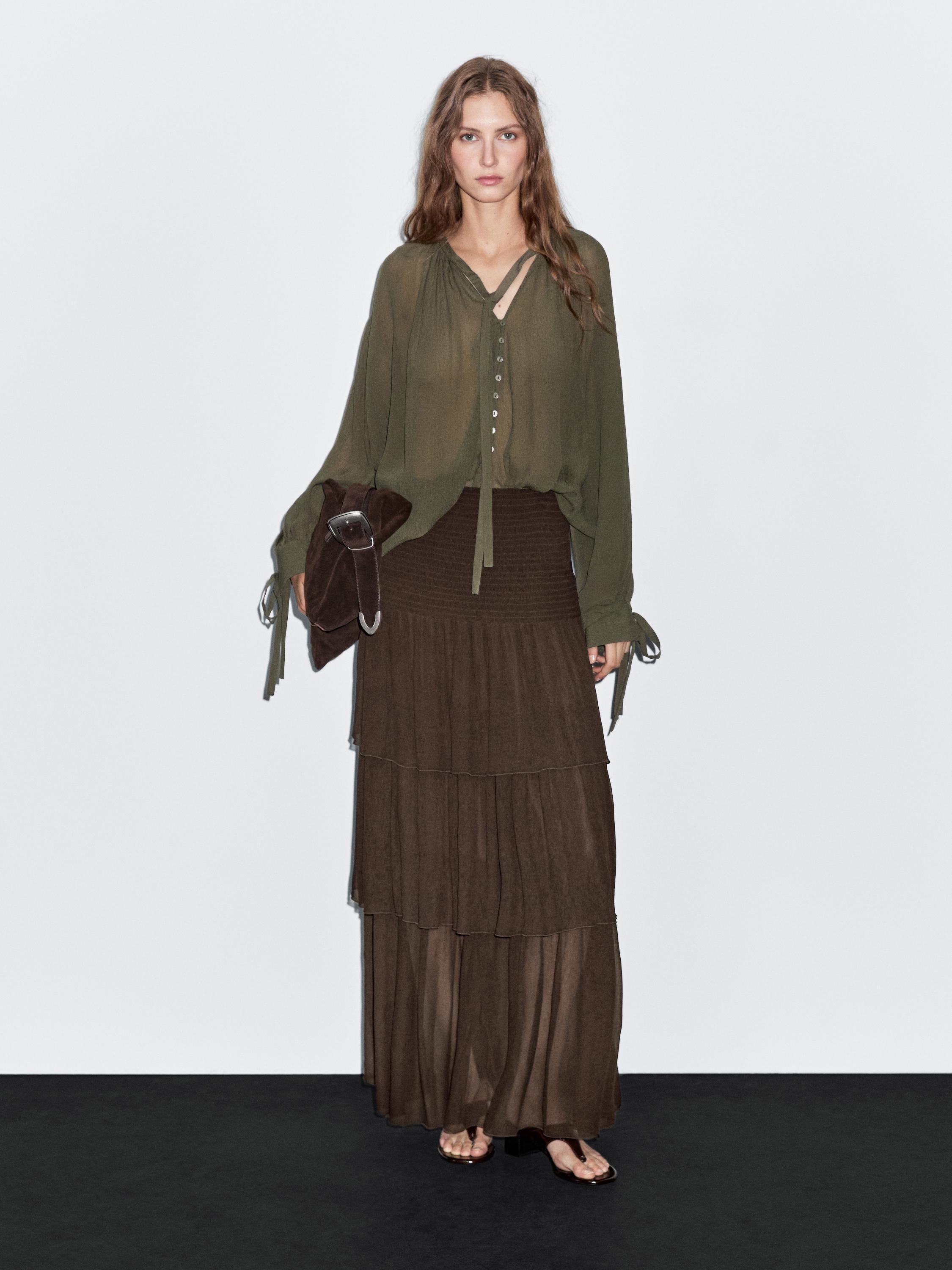 Long ruffled skirt