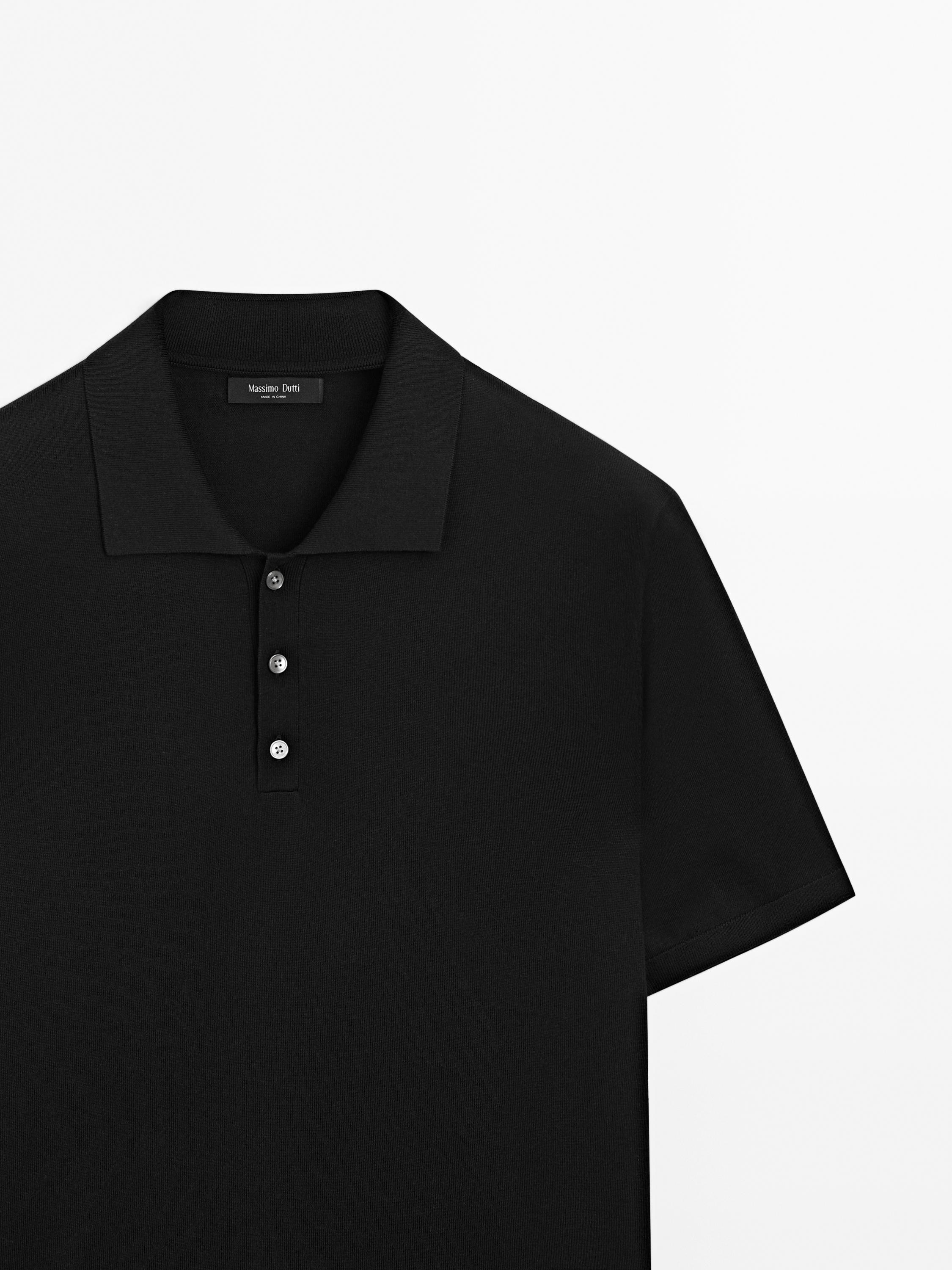 Cotton blend knit polo shirt
