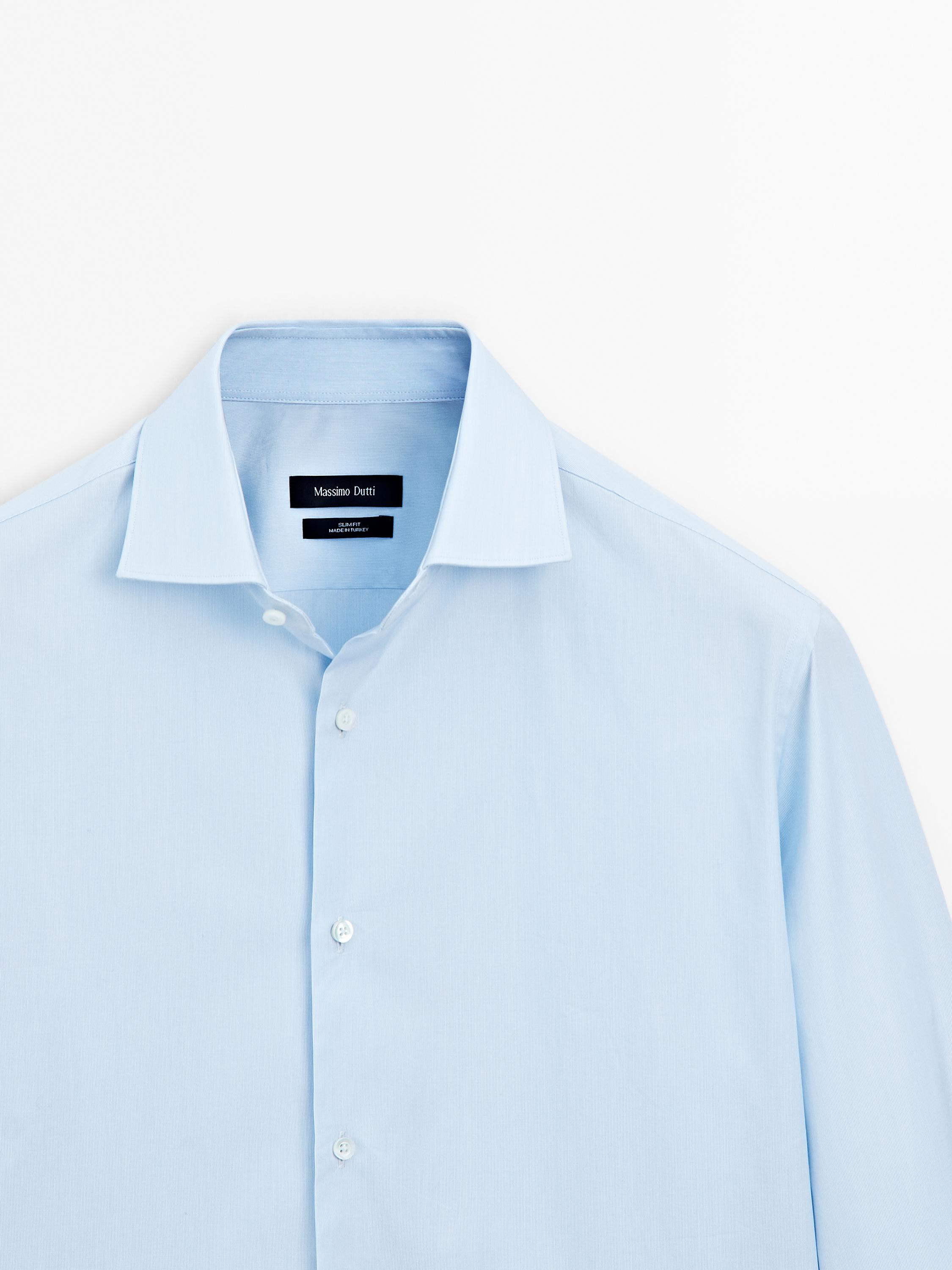 Slim fit striped 100% cotton shirt