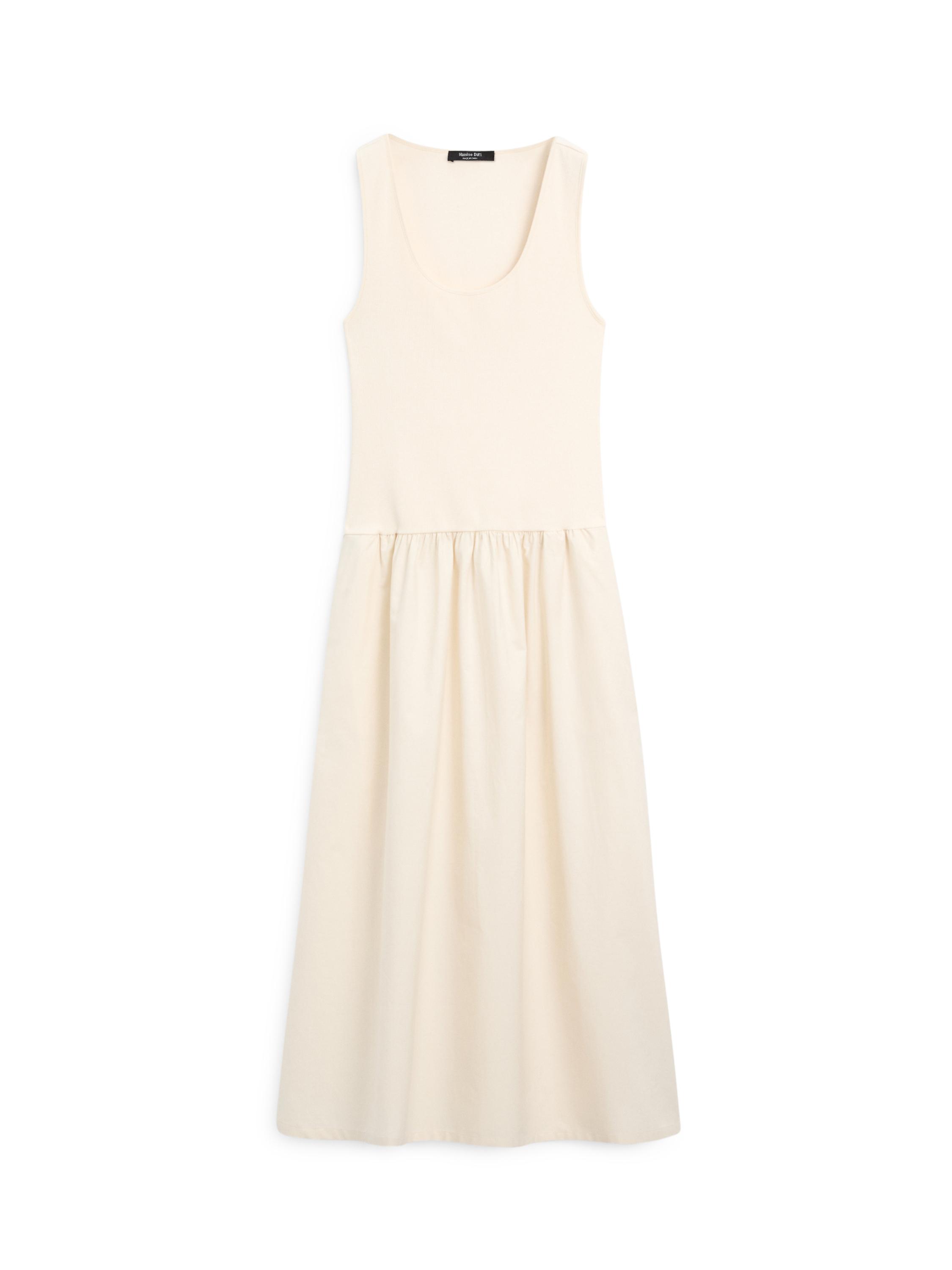 Cotton blend dress with contrast poplin — Vanilla