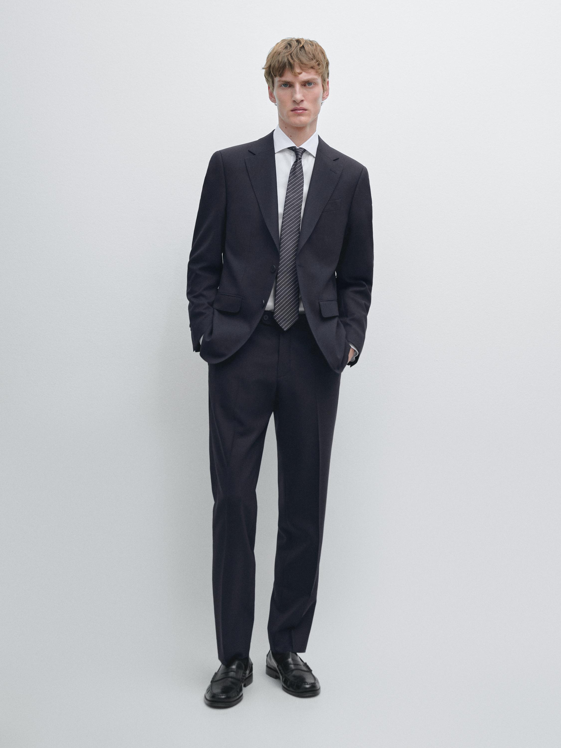 Wool blend suit trousers