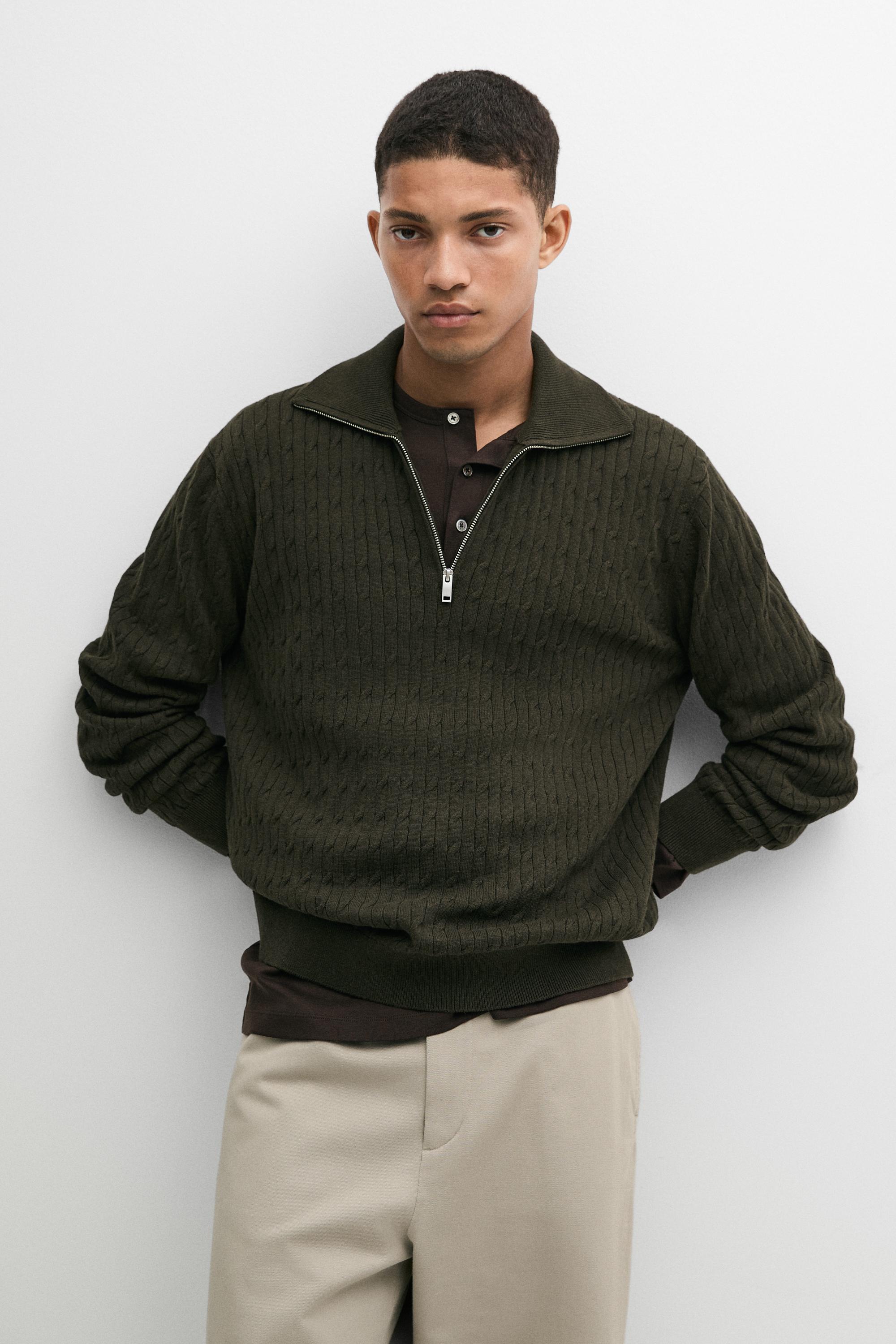 Mock neck knit zip sweater