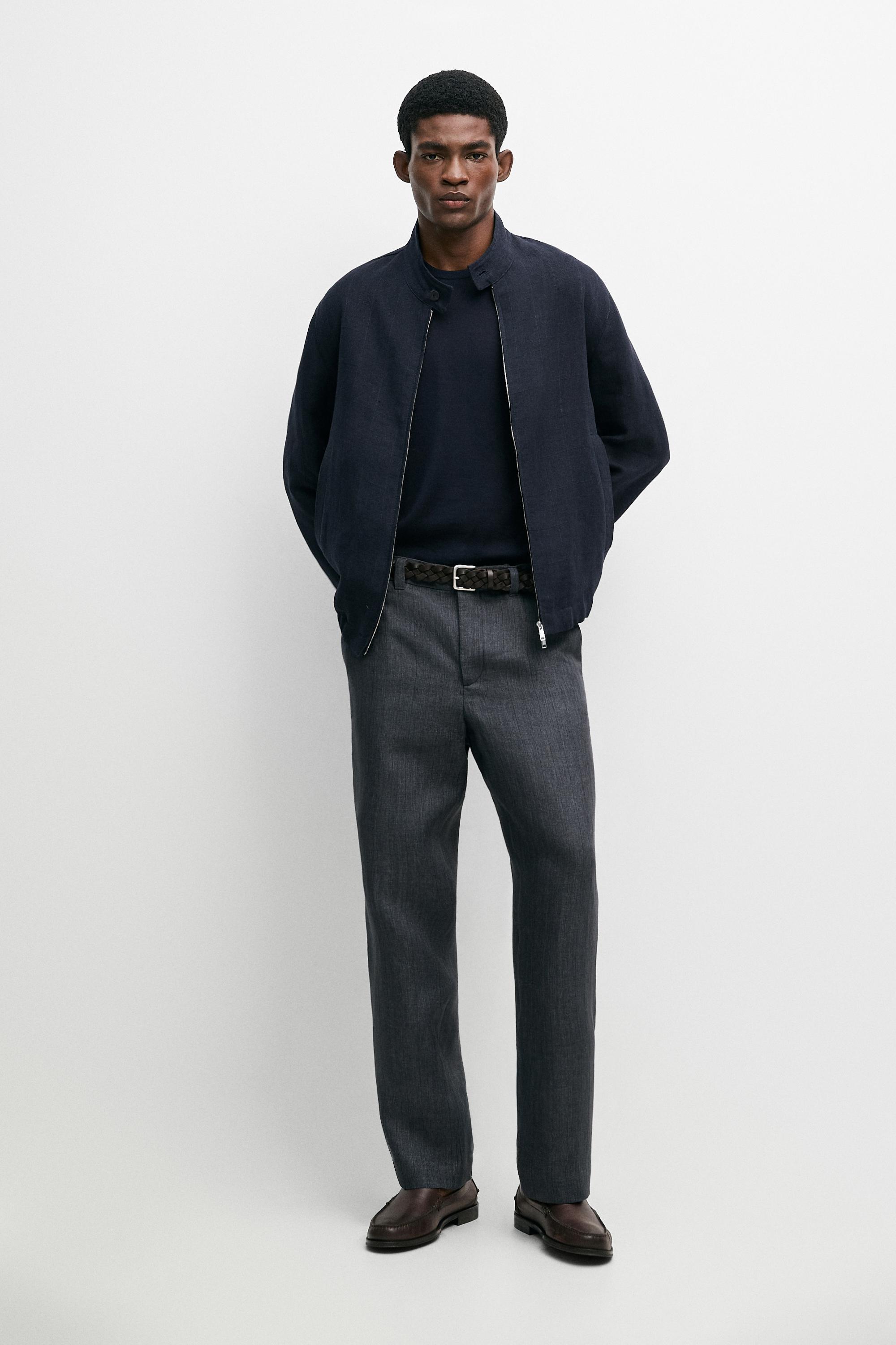 Pantalon rayé 100 % lin
