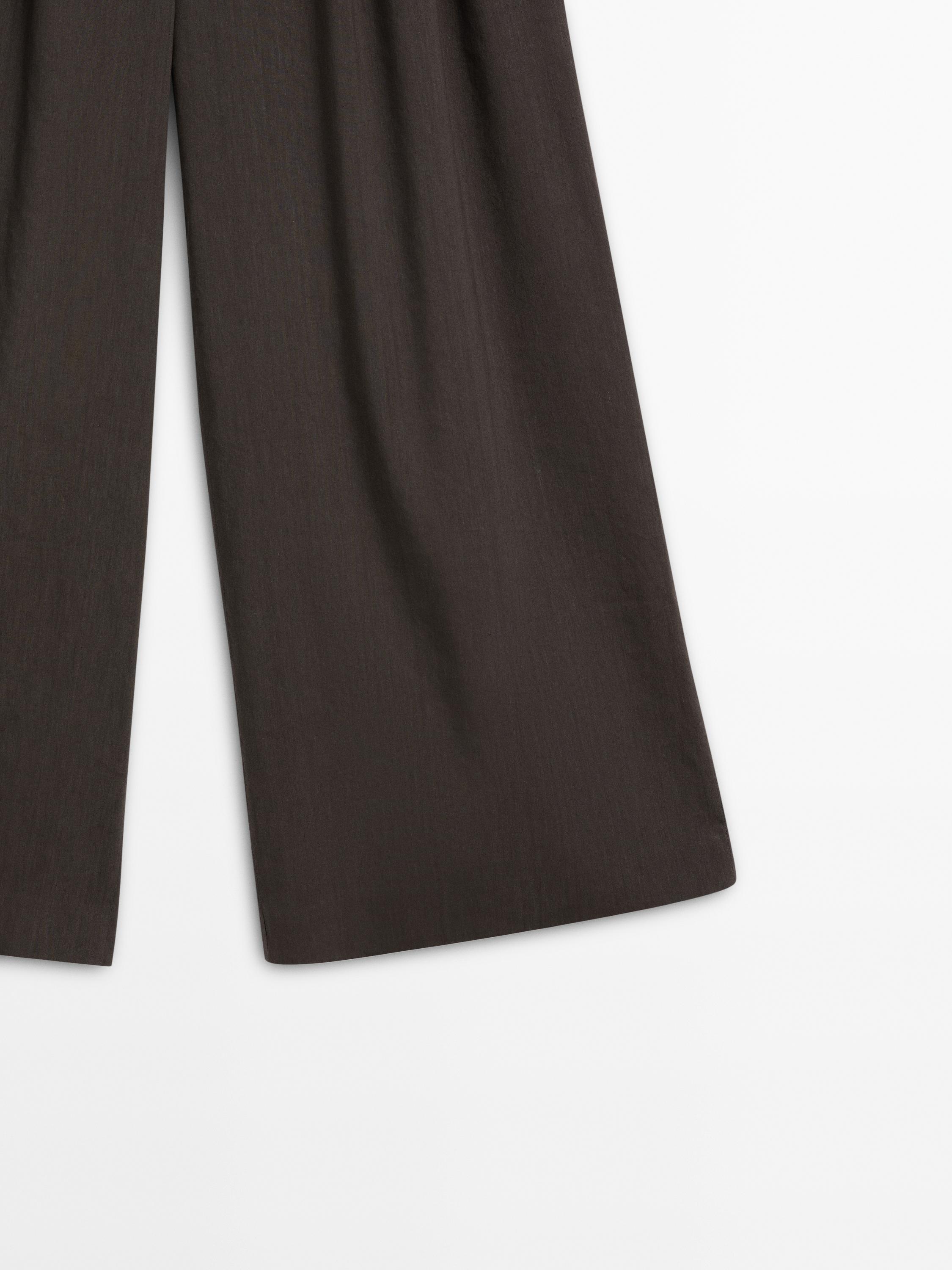 Linen blend pleated trousers
