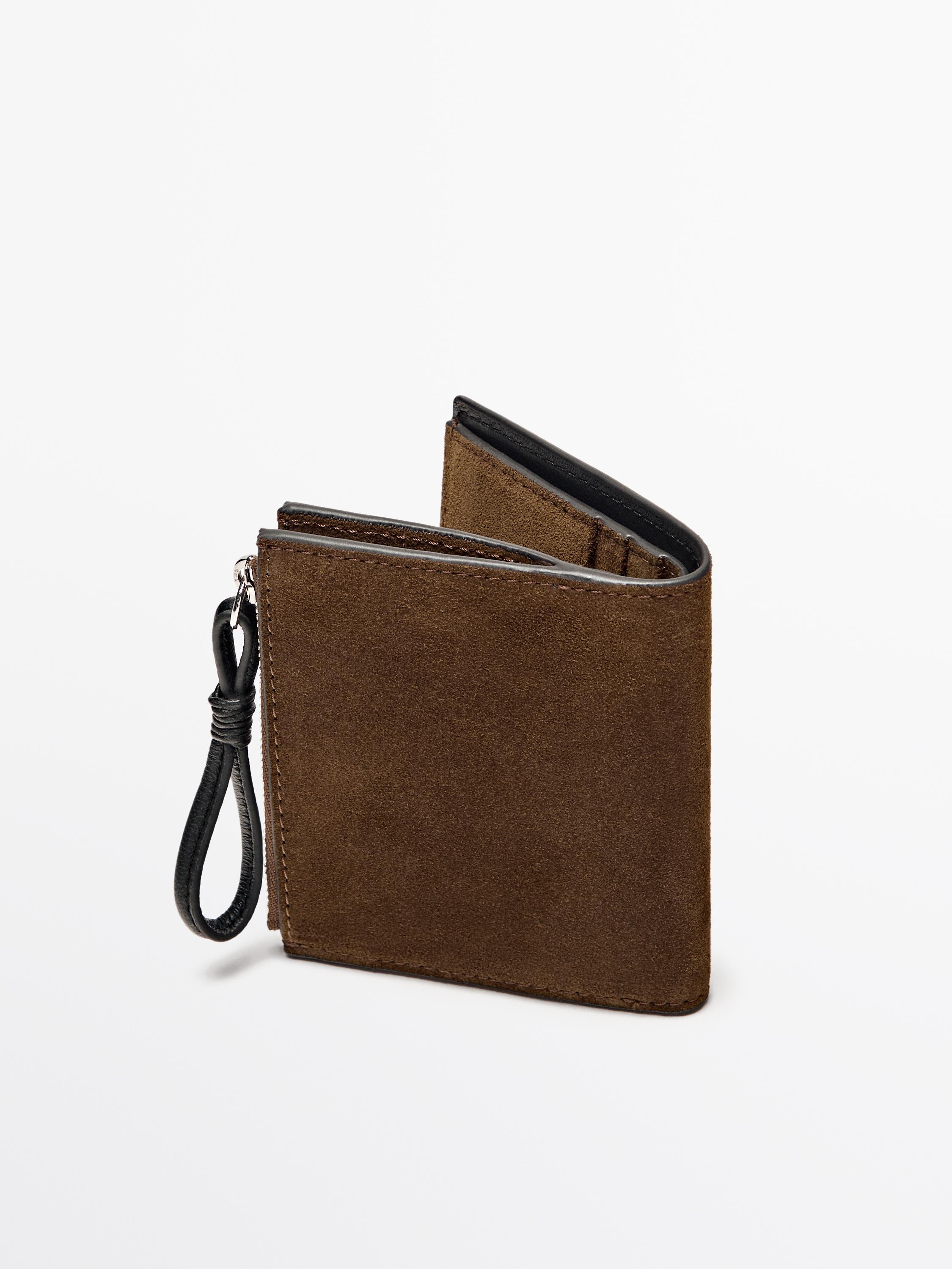 Brieftasche aus Rauleder mit Charm