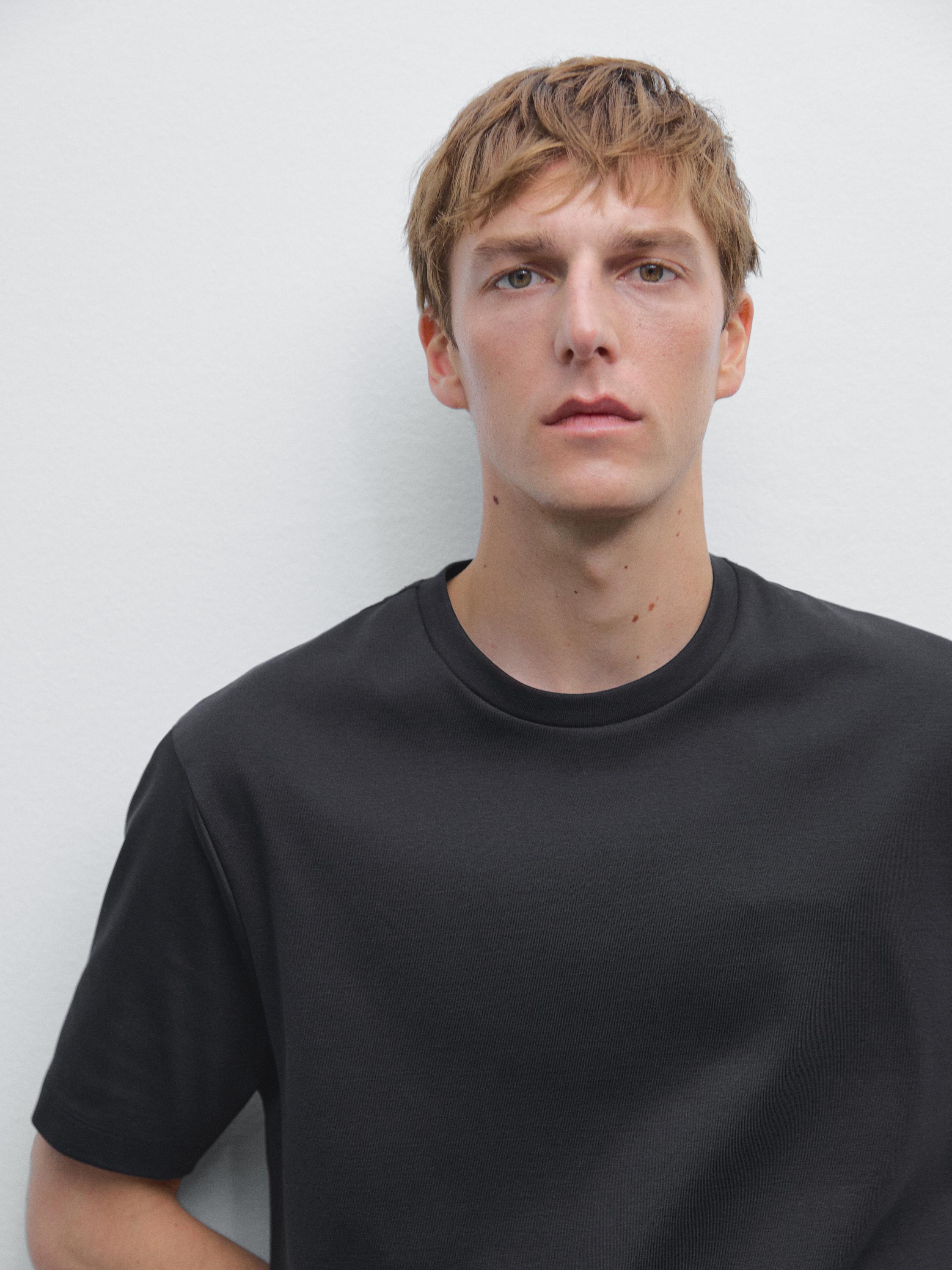 100% mercerised cotton T-shirt — BLACK