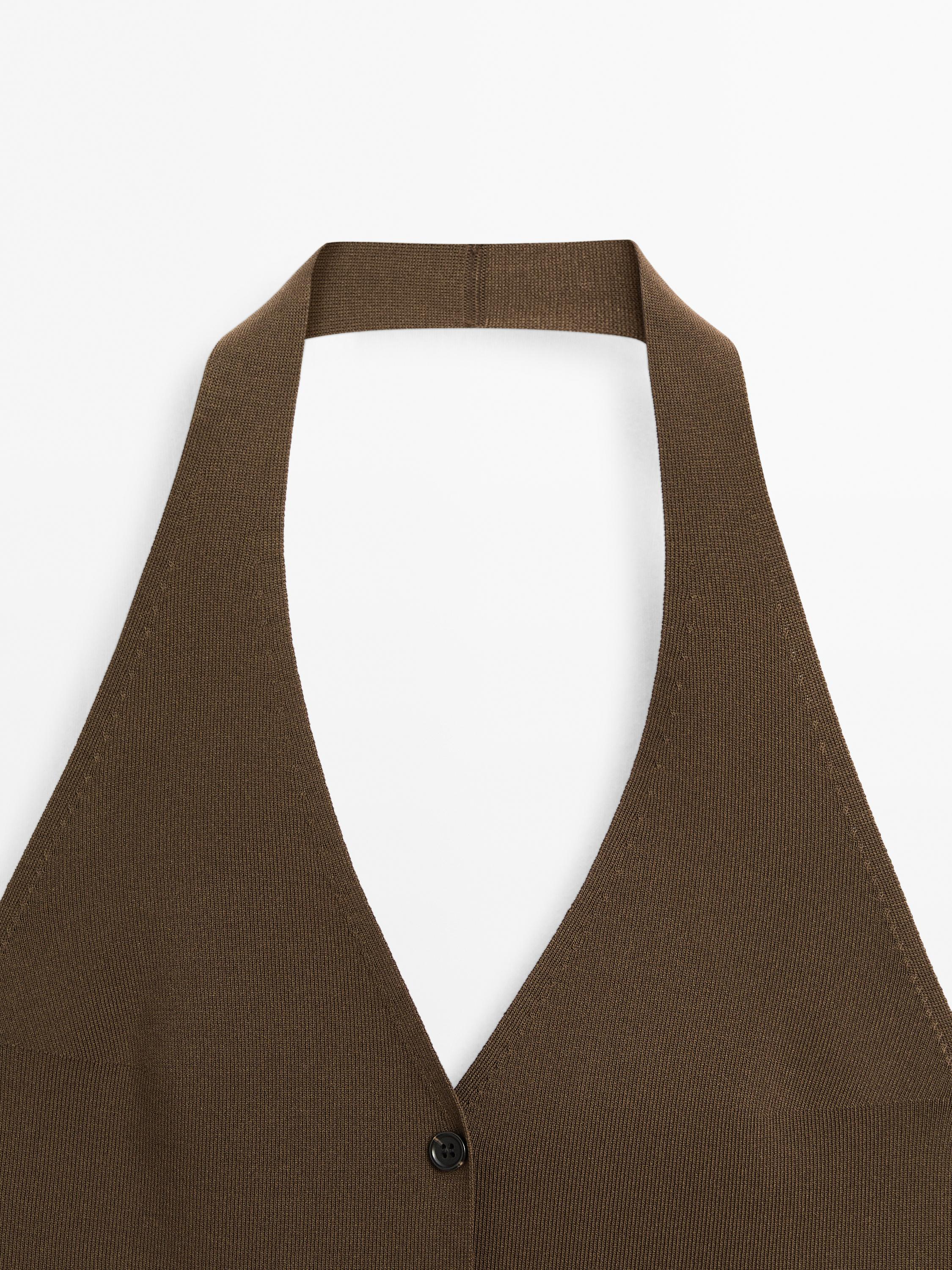 Knit halter neck waistcoat