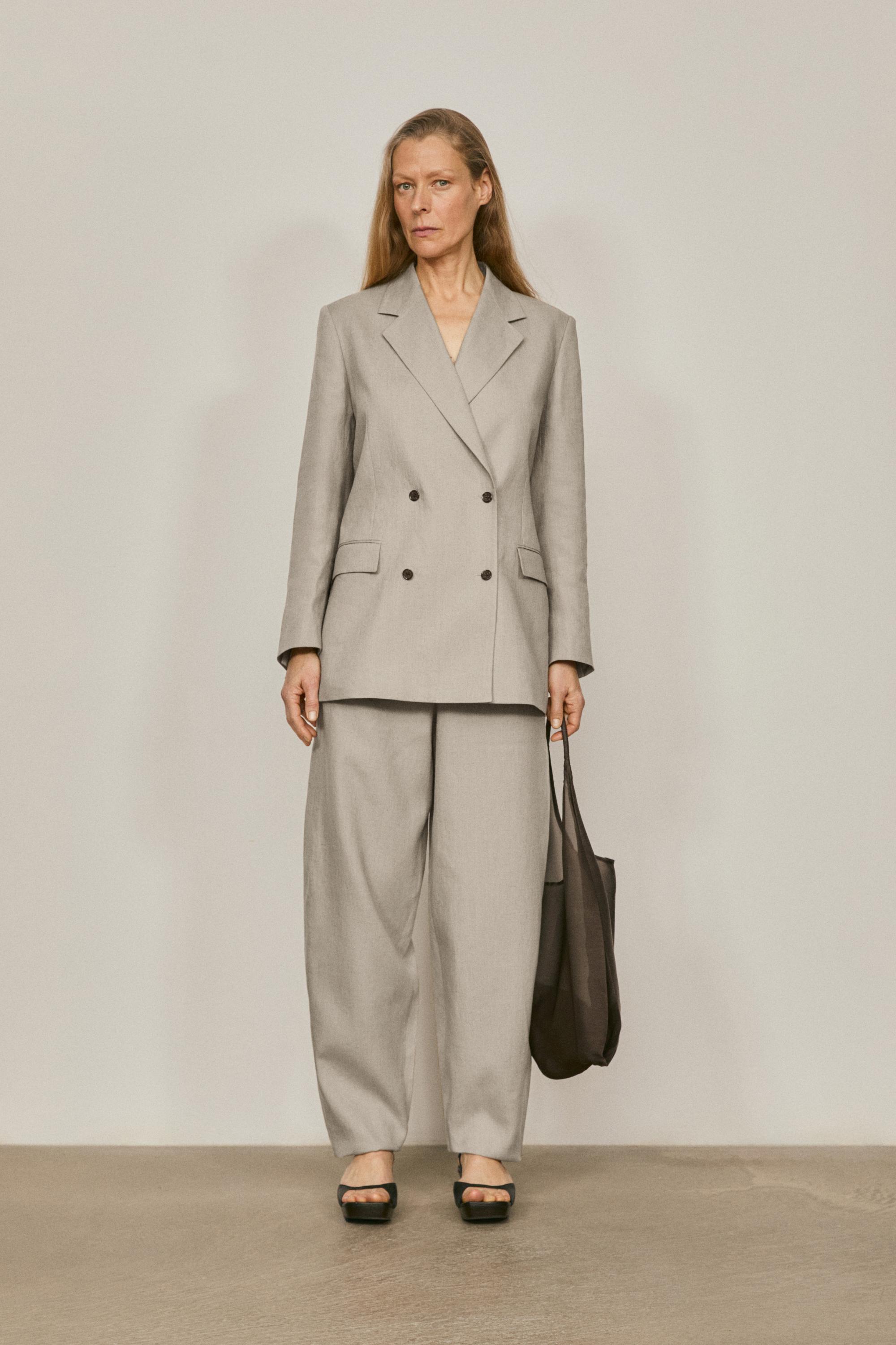 100% linen double-breasted suit blazer - LIMITED EDITION — GREY